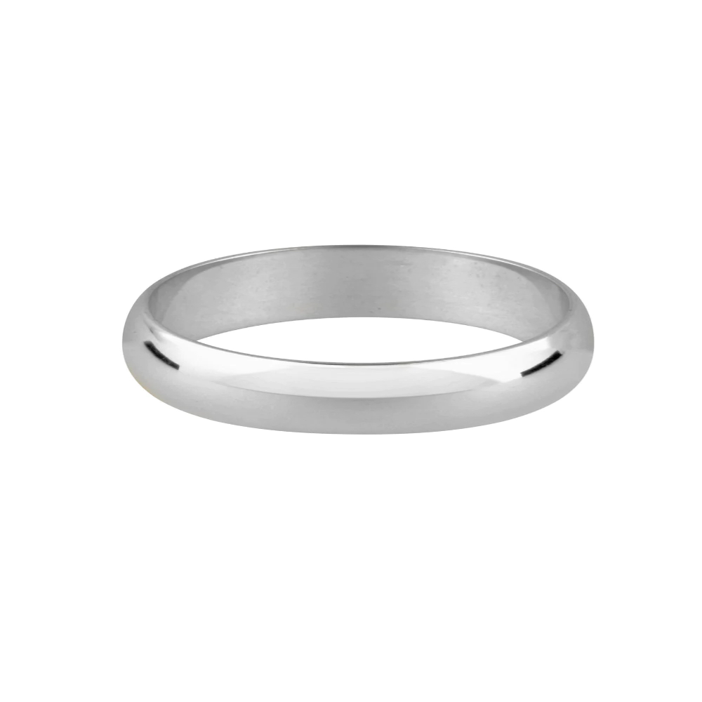 Womens Platinum D Shape Wedding Band