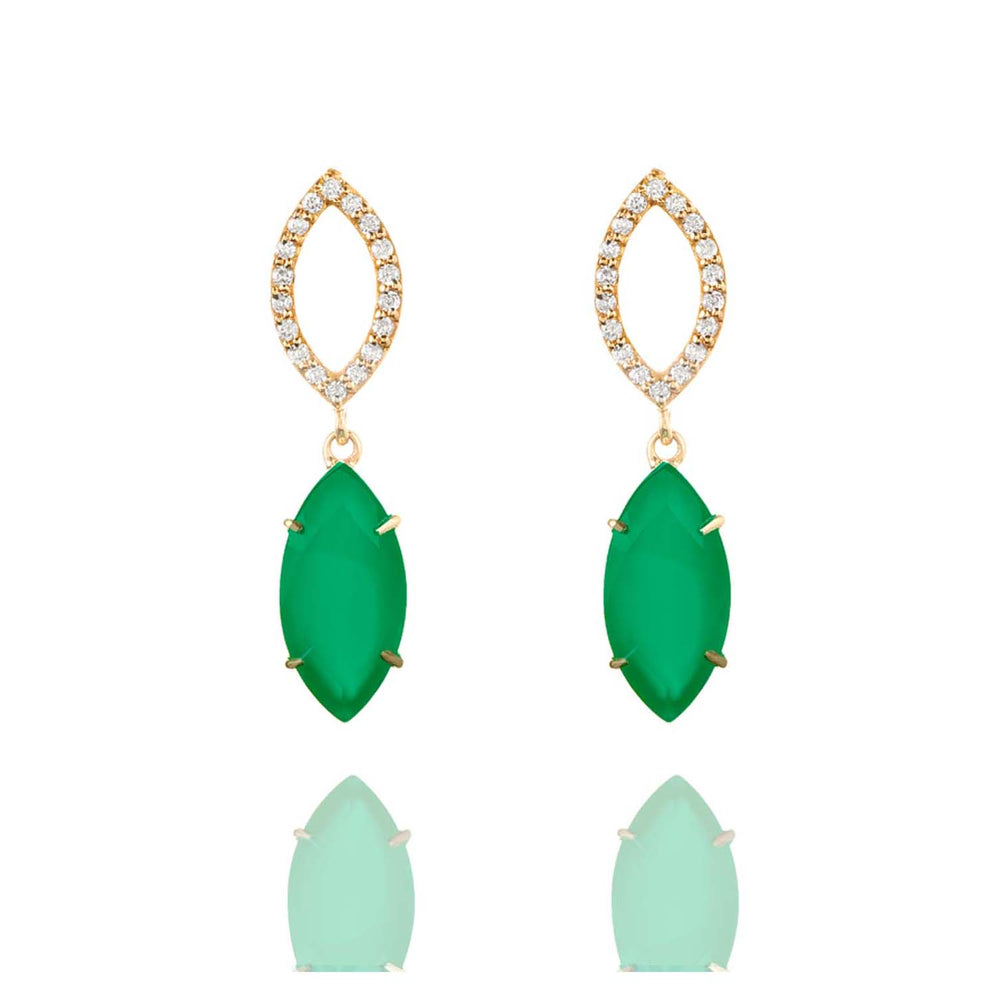 Marquise Cut Agate & Diamond Drop Earrings