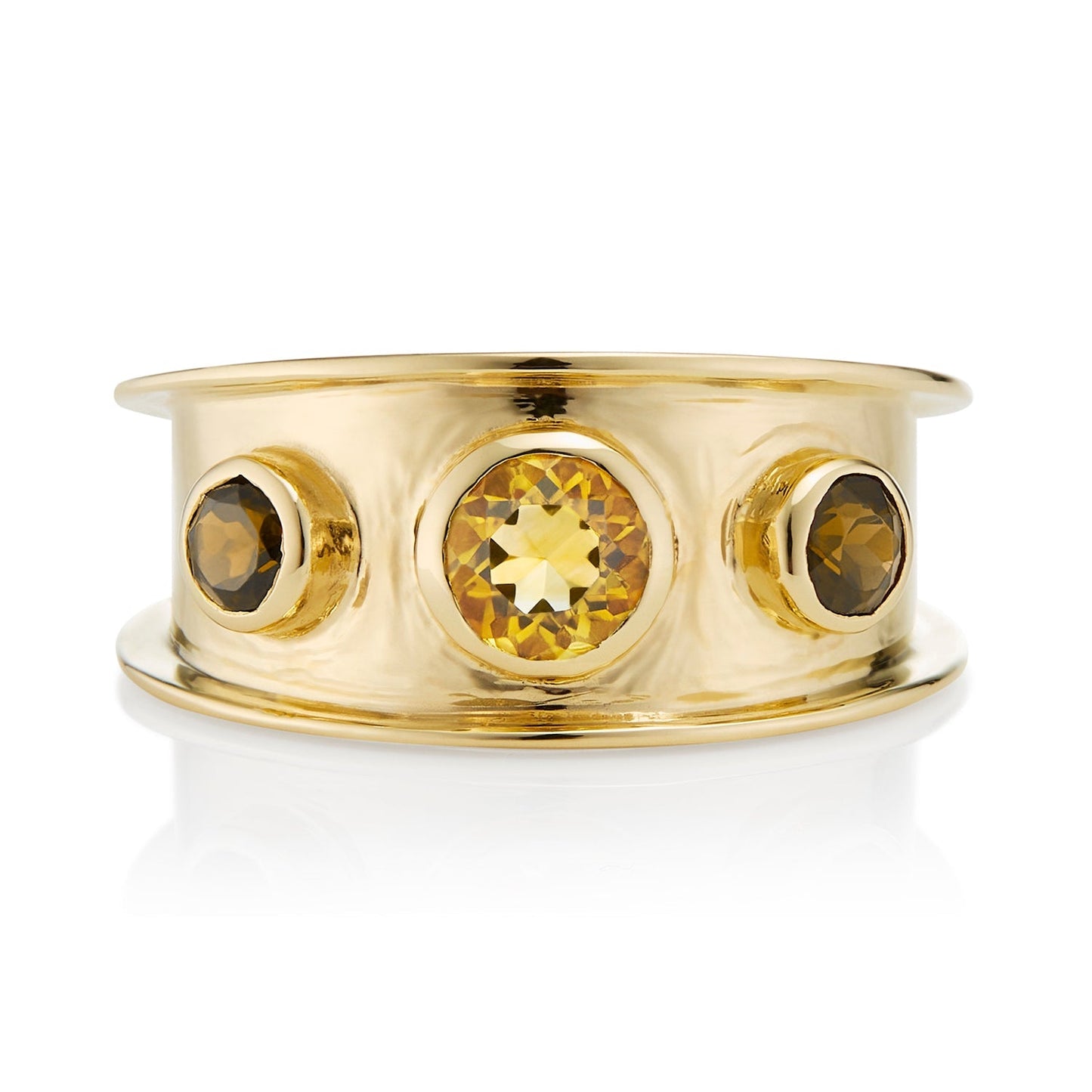 Gold Gemstone Statement Ring in Smoky Quartz and Citrine - Augustine Jewels
