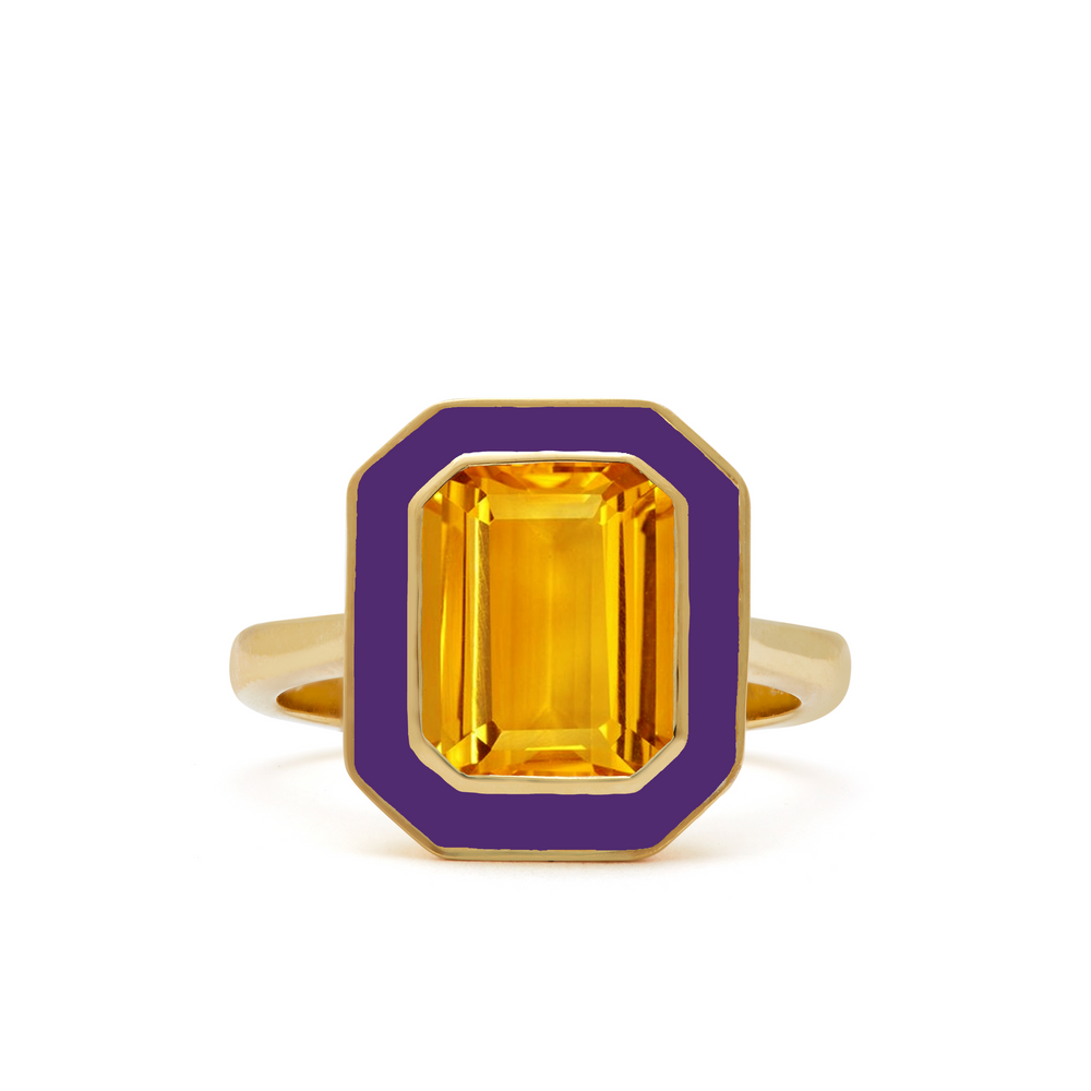 Citrine and Purple Cocktail Ring