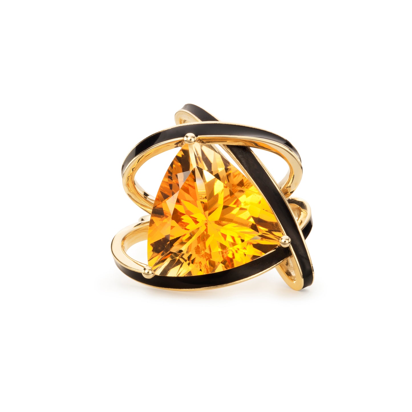 Citrine and Black Enamel Aurora Statement Ring - Augustine Jewels