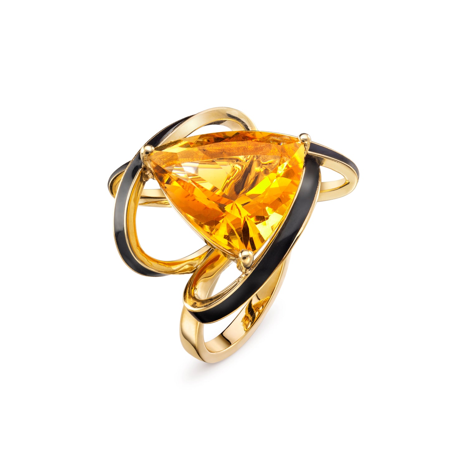 Citrine and Black Enamel Aurora Statement Ring - Augustine Jewels