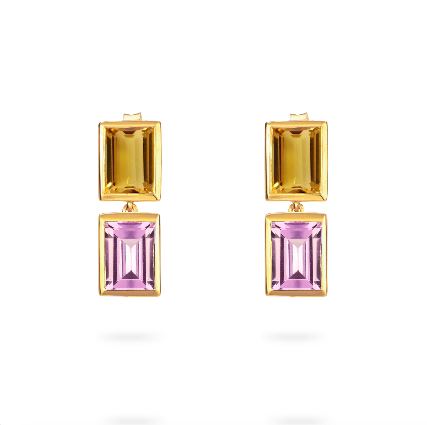Citrine and Purple Amethyst 2 Drop Earrings - Augustine Jewels