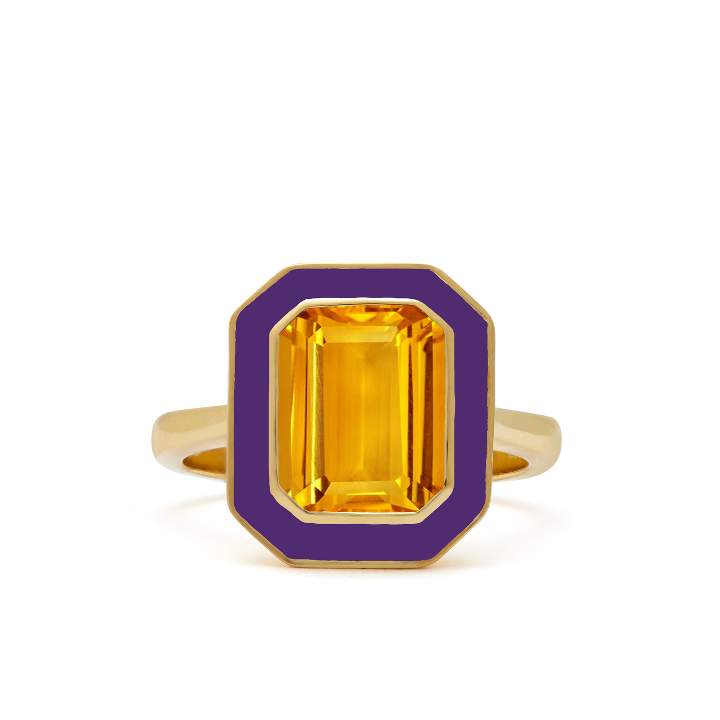 Citrine and Purple Enamel Cocktail Ring - Augustine Jewels