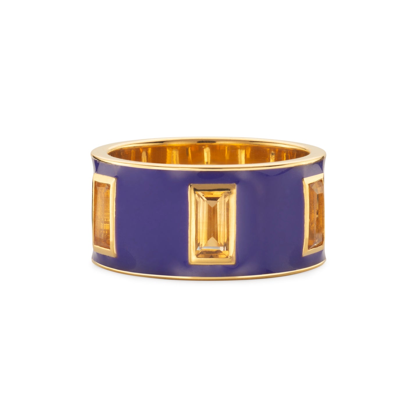 Citrine and Purple Enamel Drum Ring - Augustine Jewels
