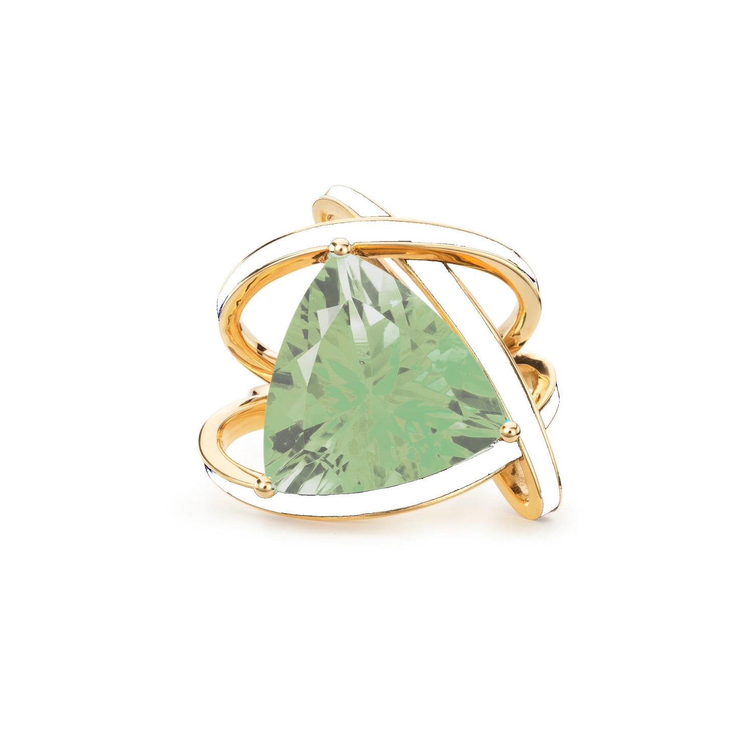 Green Amethyst and White Enamel Aurora Statement Ring - Augustine Jewels