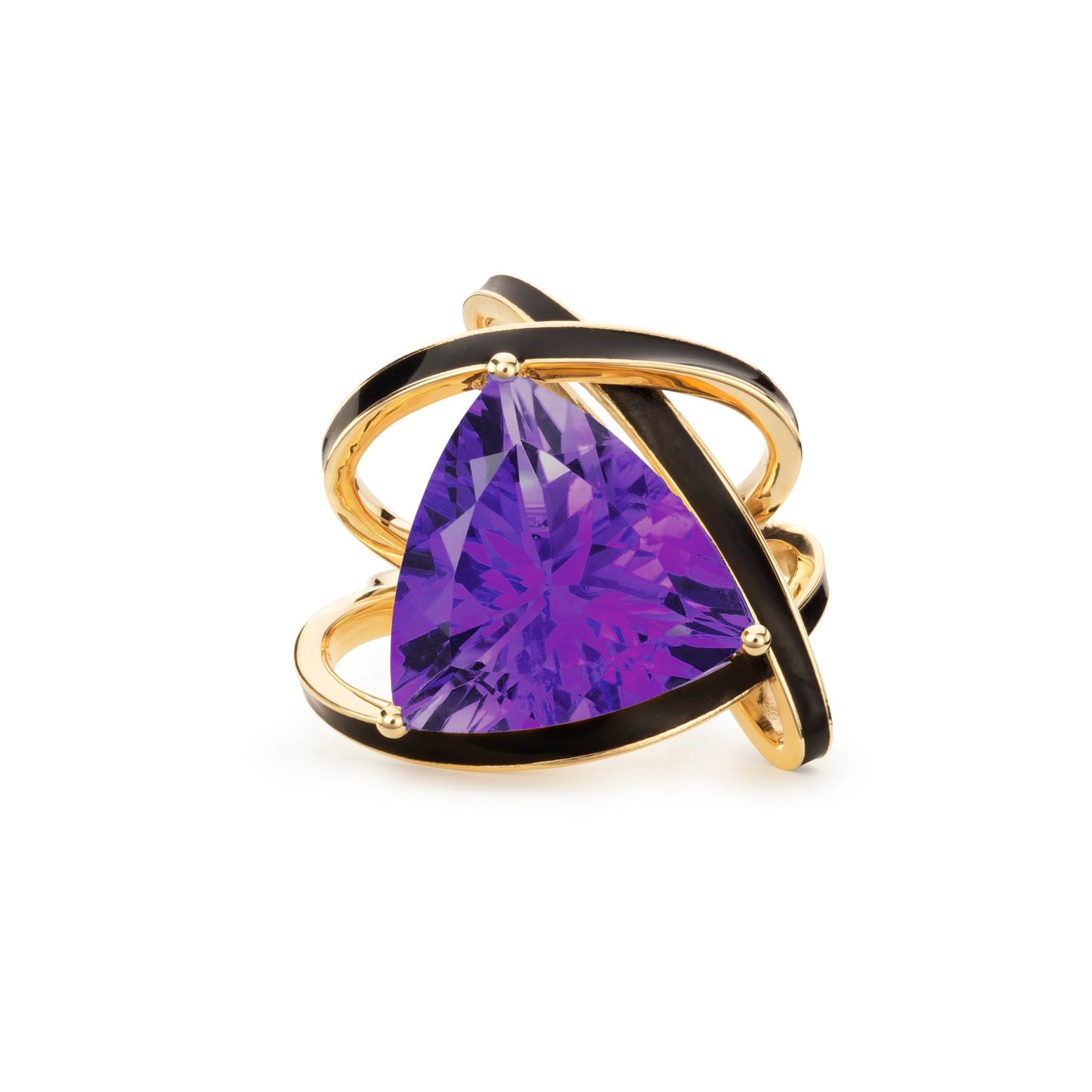 Purple Amethyst and Black Enamel Aurora Statement Ring - Augustine Jewels