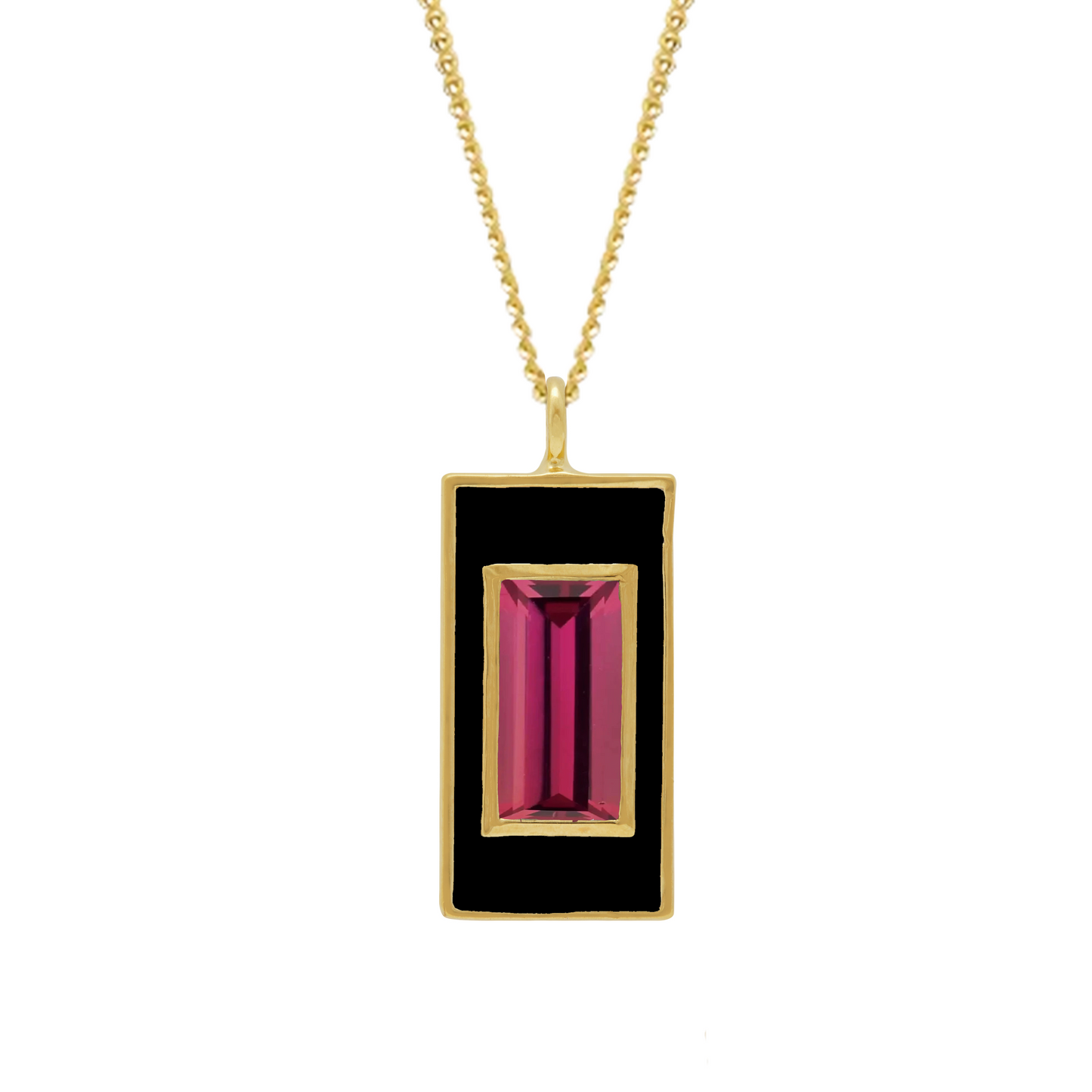 Rhodolite and Black Enamel Drop Necklace - Augustine Jewels