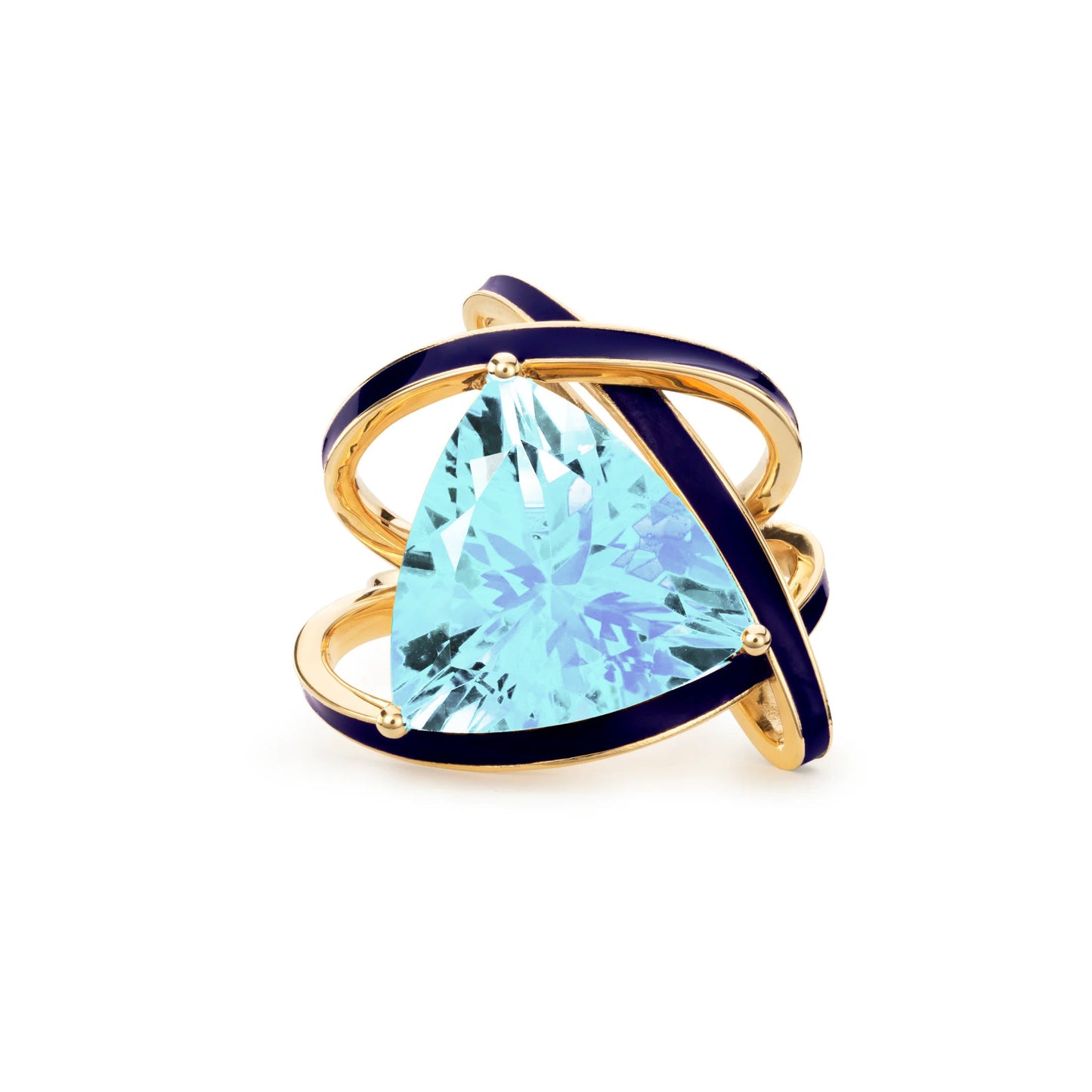 Sky Blue Topaz and Navy Enamel Aurora Statement Ring - Augustine Jewels