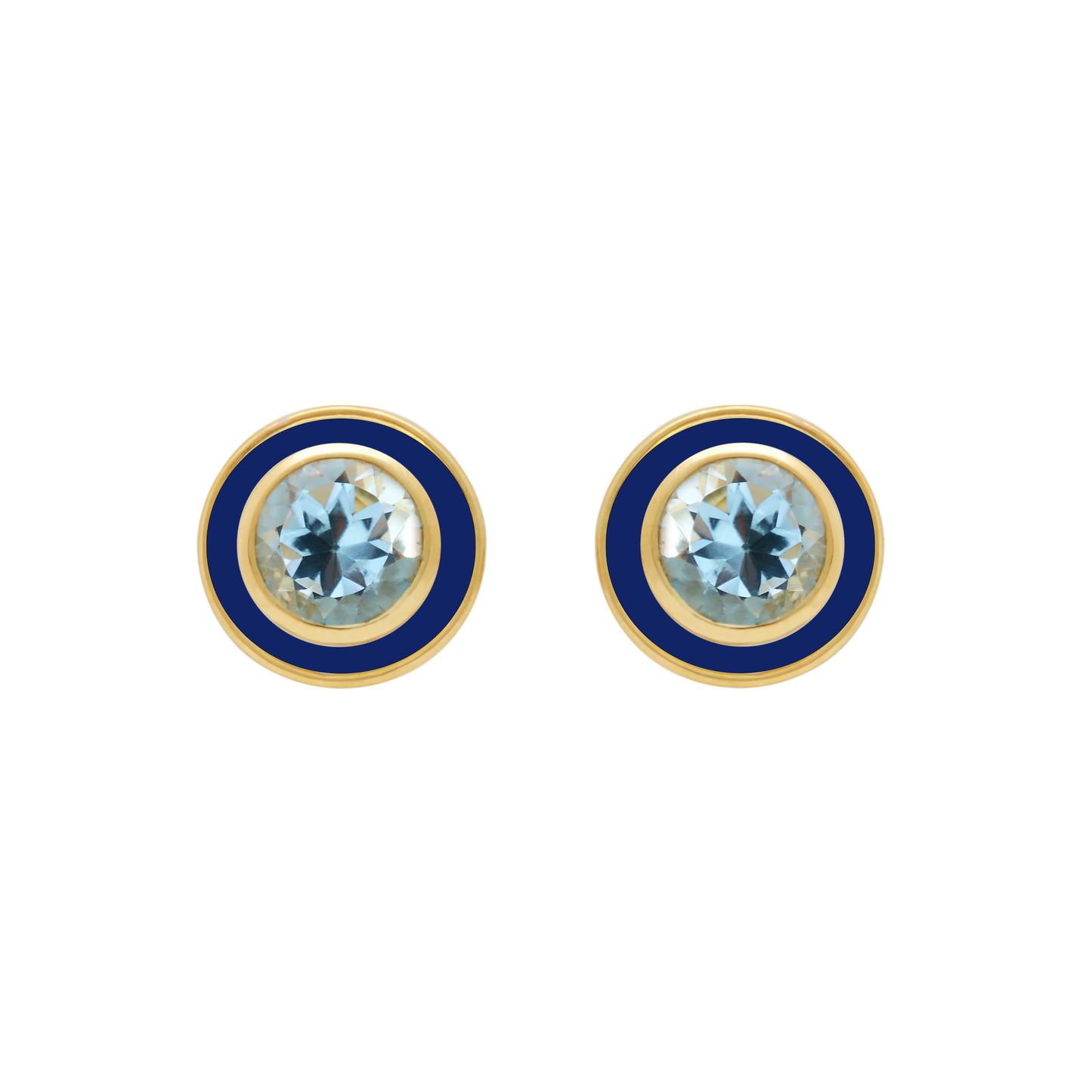 Sky Blue Topaz and Navy Enamel Stud Earrings - Augustine Jewels