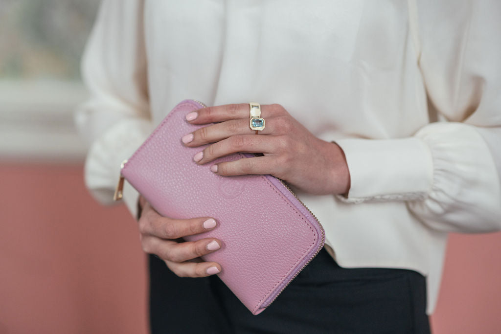Sky Blue Topaz and White Enamel Cocktail Ring, Sky Blue Topaz and White Enamel Drum Ring - Augustine Jewels