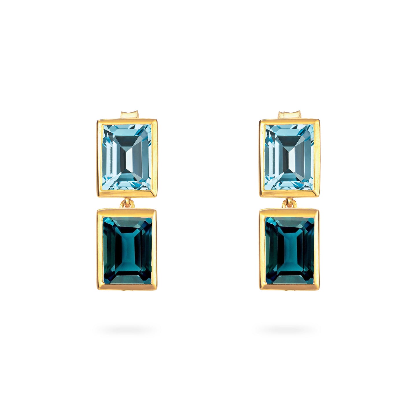 Sky Blue and Teal Topaz 2 Drop Earrings - Augustine Jewels