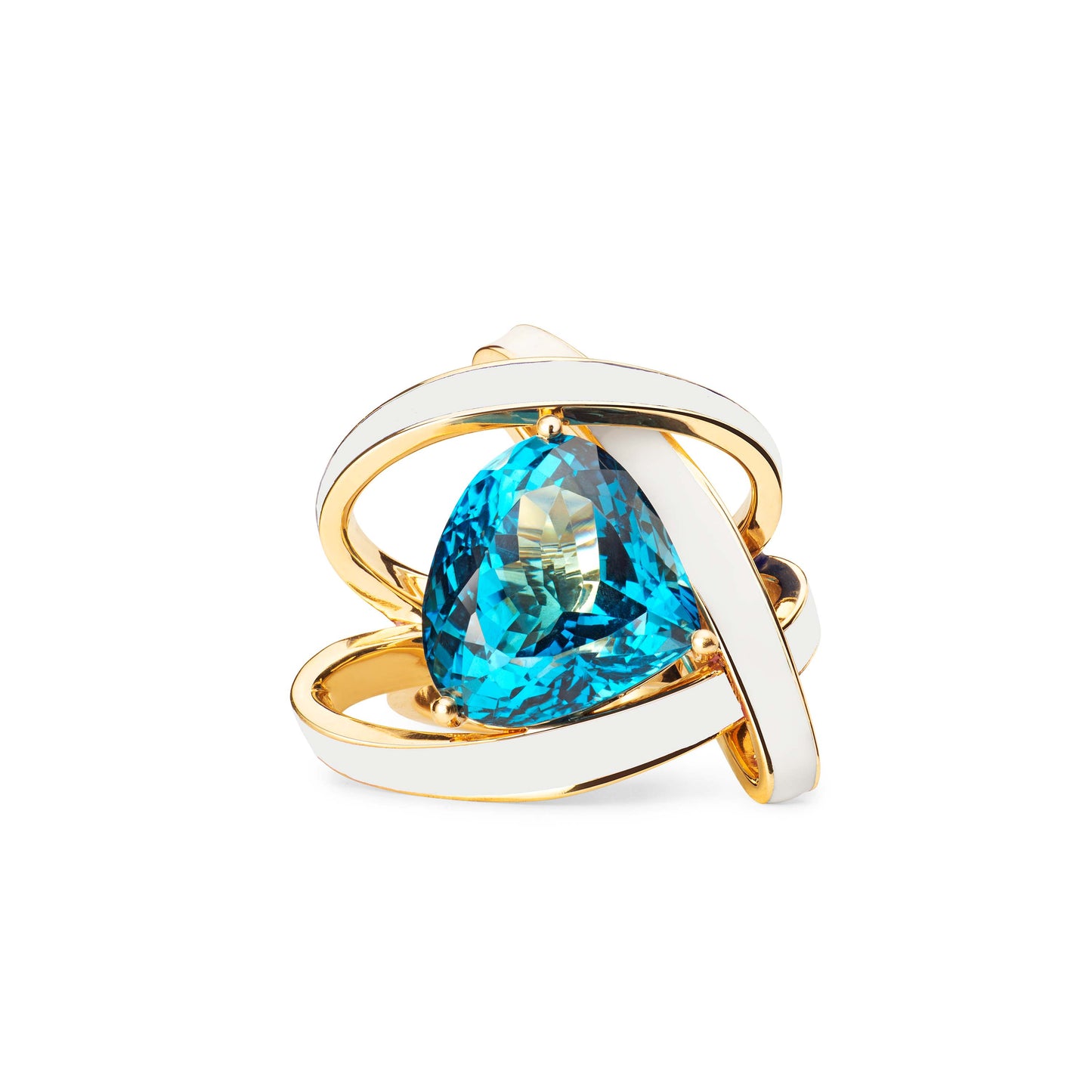 Teal Topaz and Cream Enamel Statement Ring - Augustine Jewels
