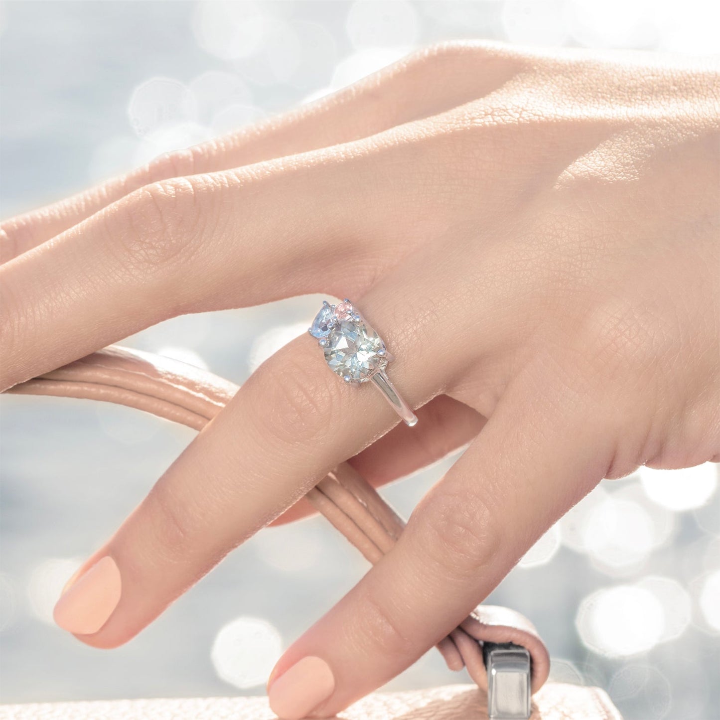 Model wearing Green Amethyst Cluster Ring