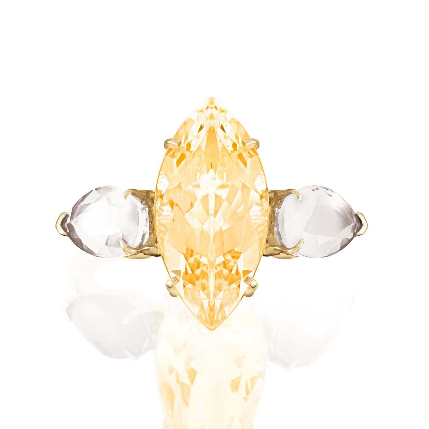 citrine and white topaz ring