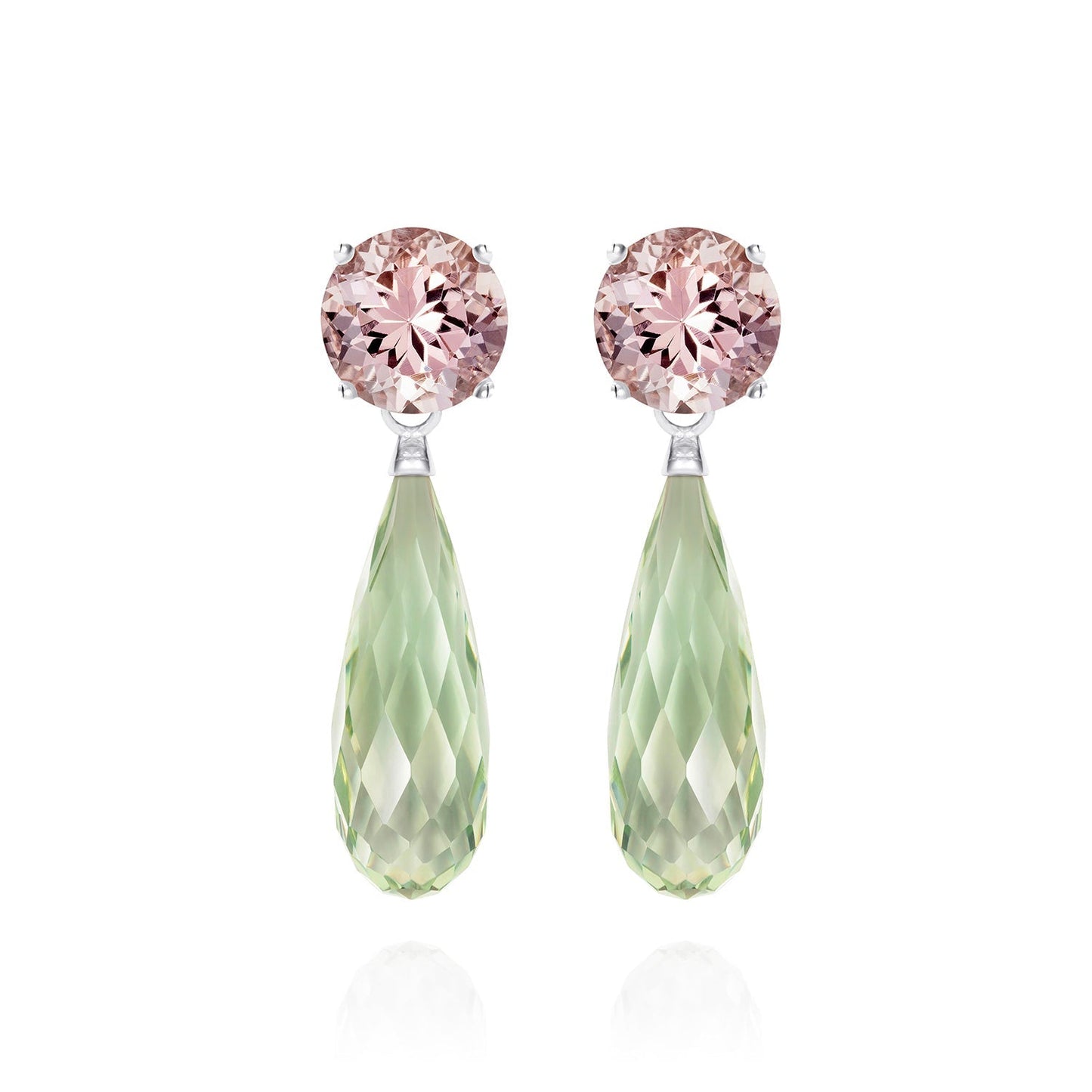 Green Amethyst and Morganite Drop Earrings - Augustine Jewels