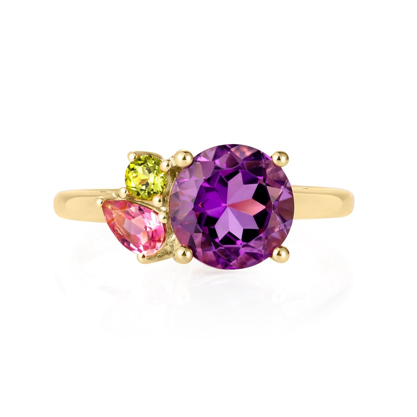 Purple Amethyst Gold Cluster Ring - Augustine Jewels
