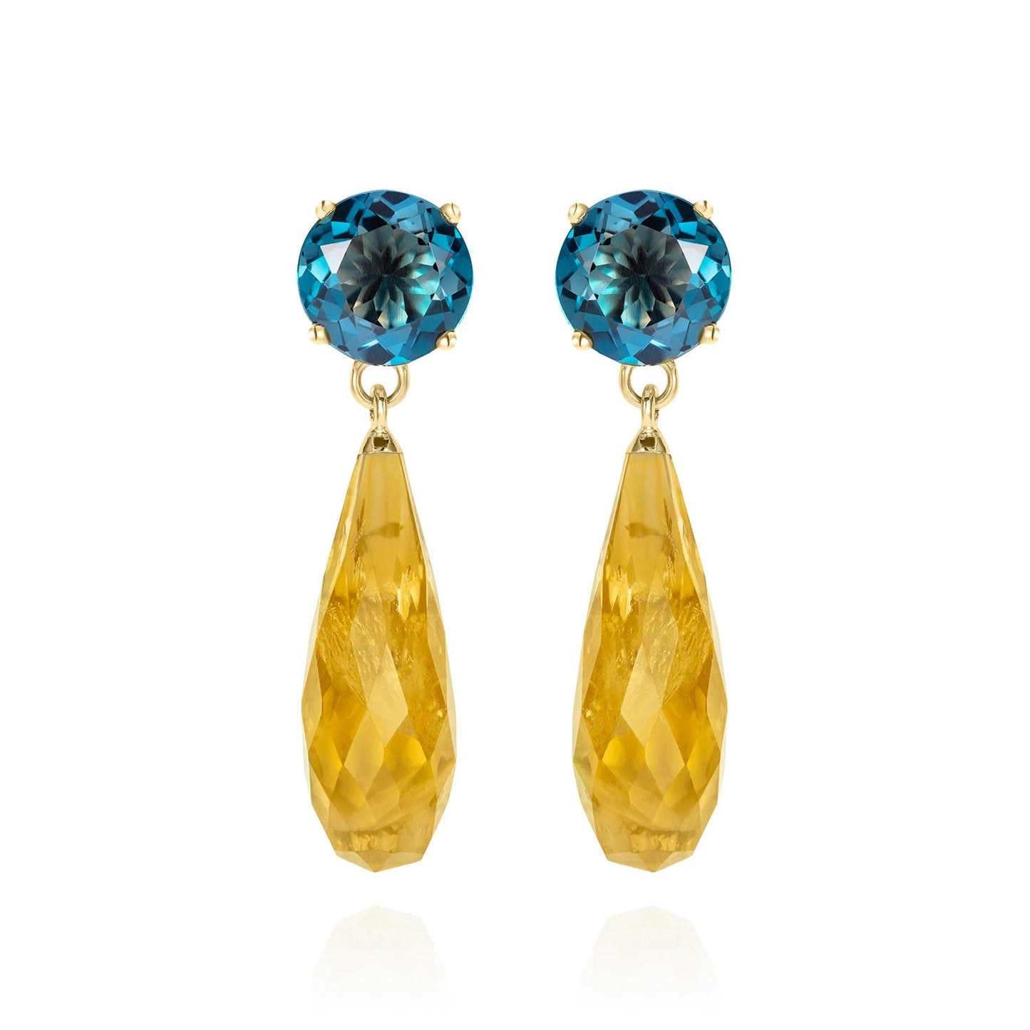 Teal Topaz and Citrine Gold Drop Earrings - Augustine Jewels