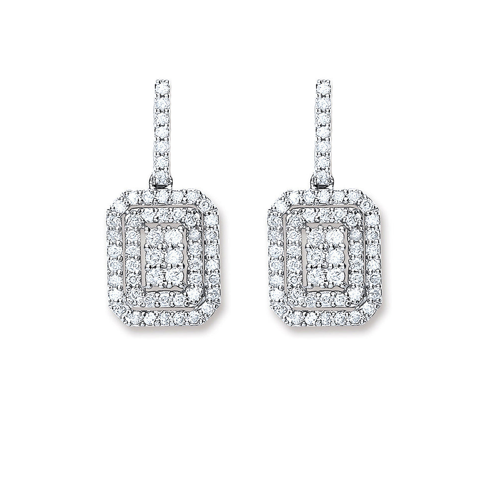 9ct Gold Diamond Pavé Square Earrings
