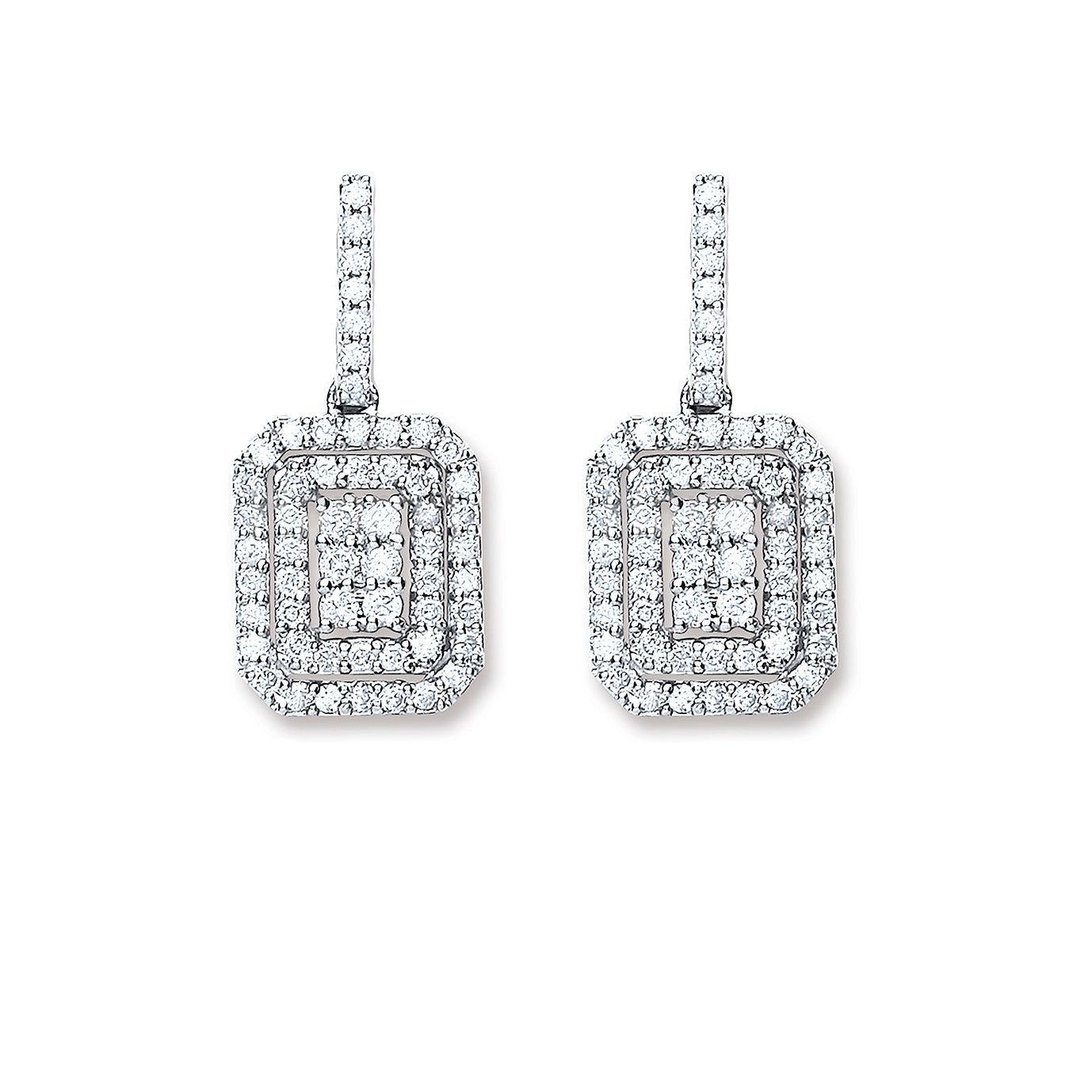 9ct Gold Diamond Pavé Square Earrings