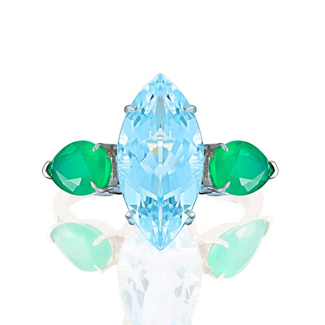 Blue Topaz and Agate Ring - Augustine Jewels