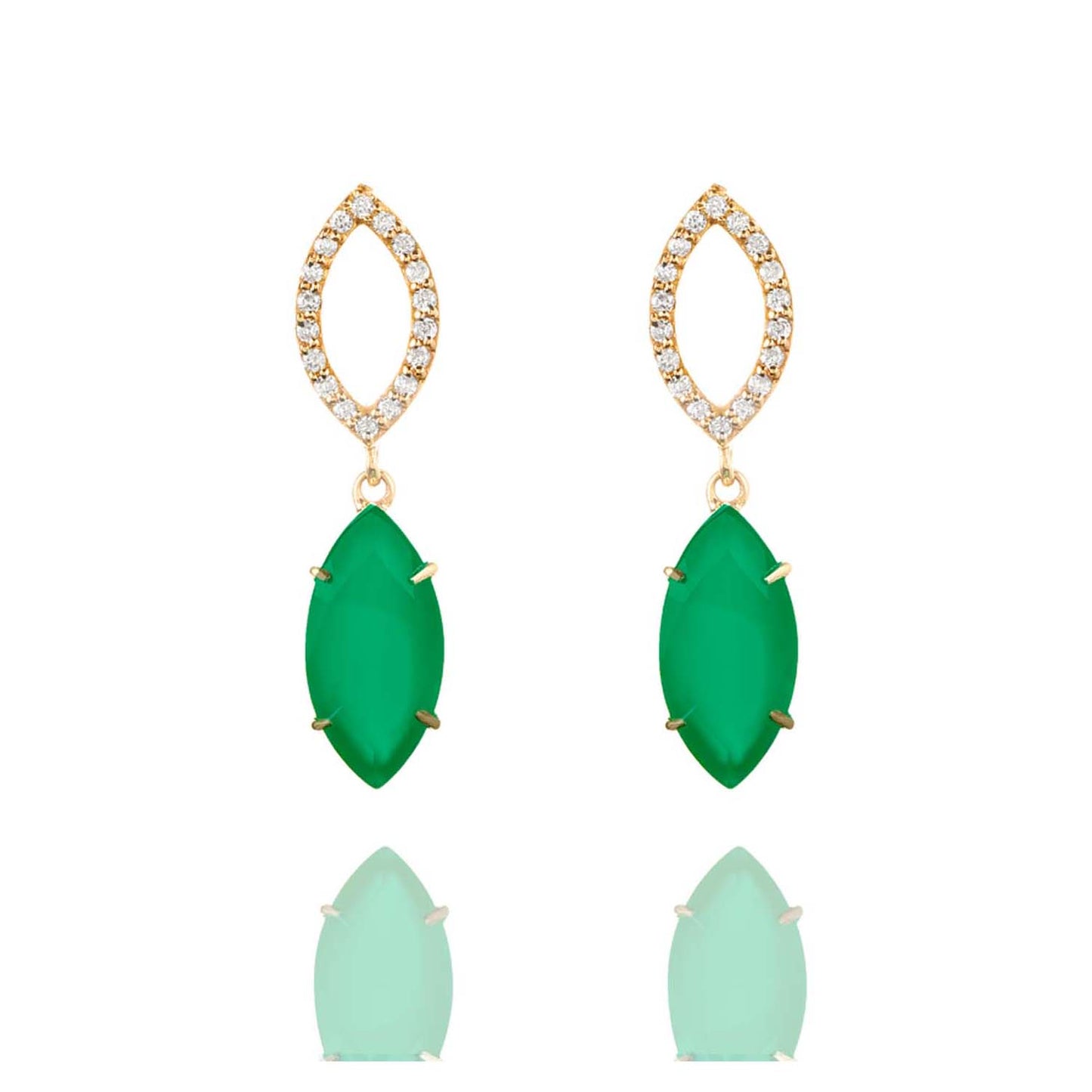 Marquise Cut Agate and Diamond Earrings - Augustine Jewels