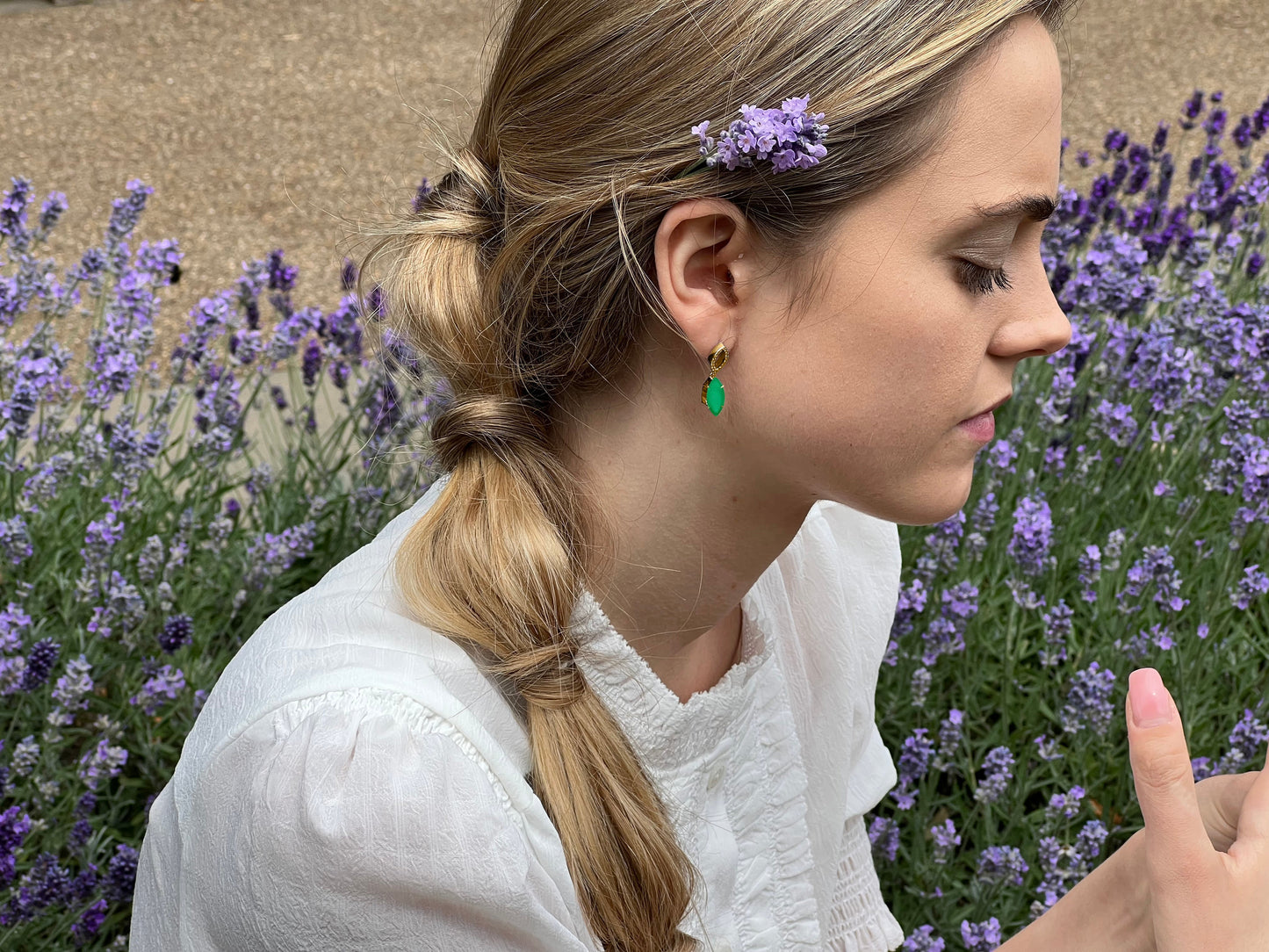 Marquise Cut Agate and Diamond Earrings - Augustine Jewels