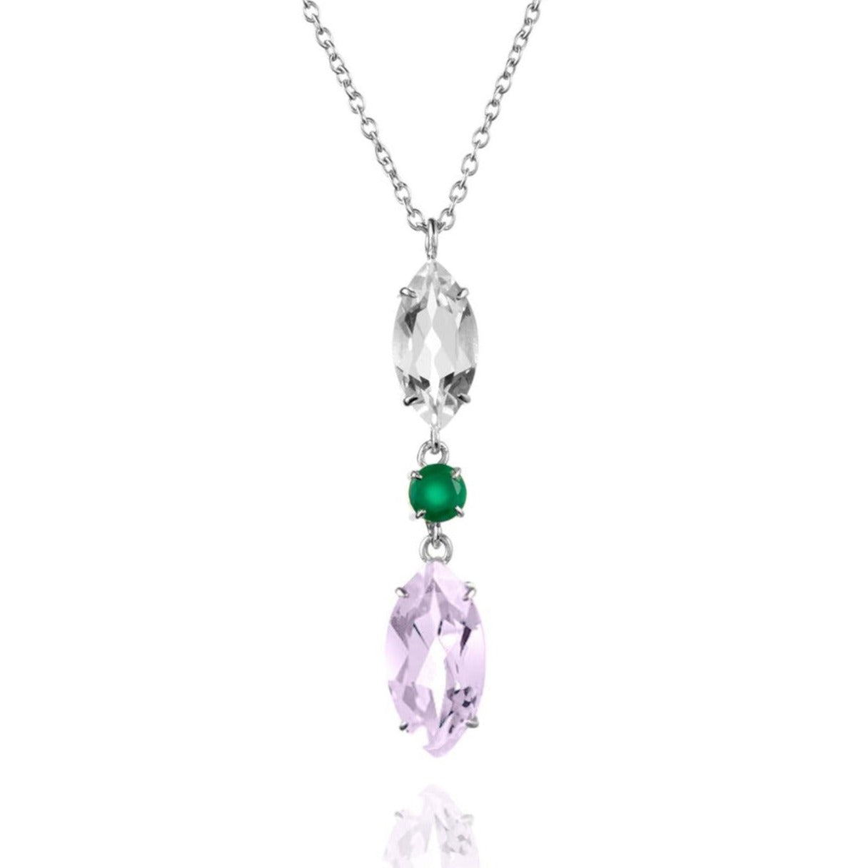 White Topaz and Purple Amethyst and Agate Necklace - Augustine Jewels