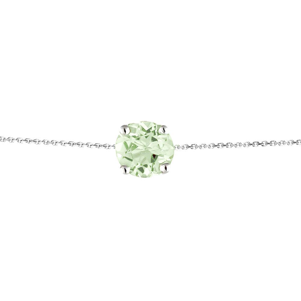 Sterling Silver Green Amethyst Bracelet with silver chain