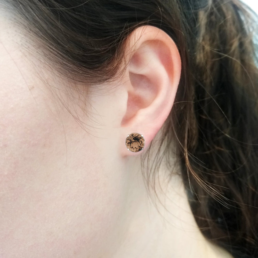 
                  
                    Model wearing Sterling Silver Smoky Quartz Stud Earrings
                  
                