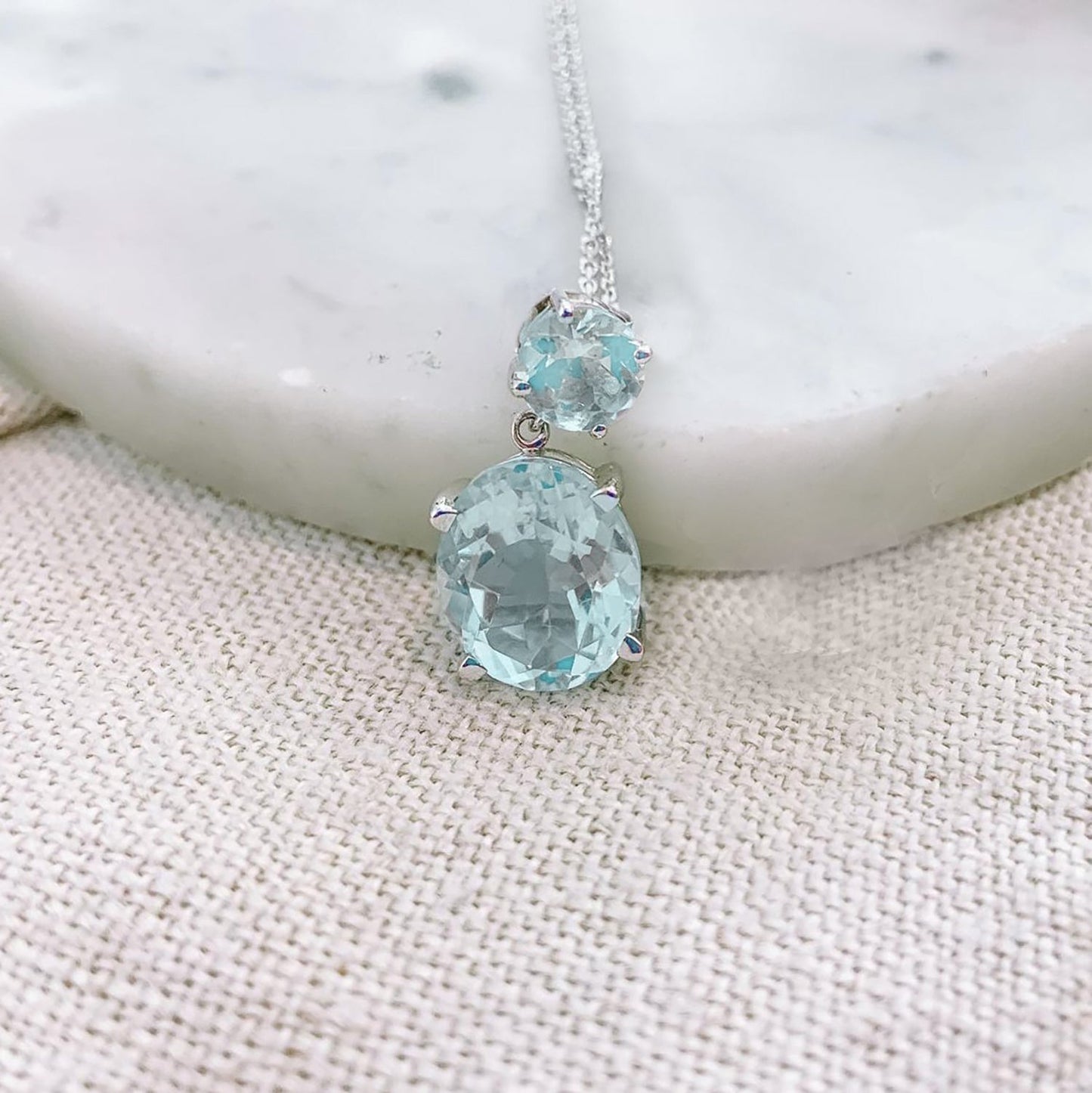 Sterling Silver Sky Blue Topaz Drop Necklace