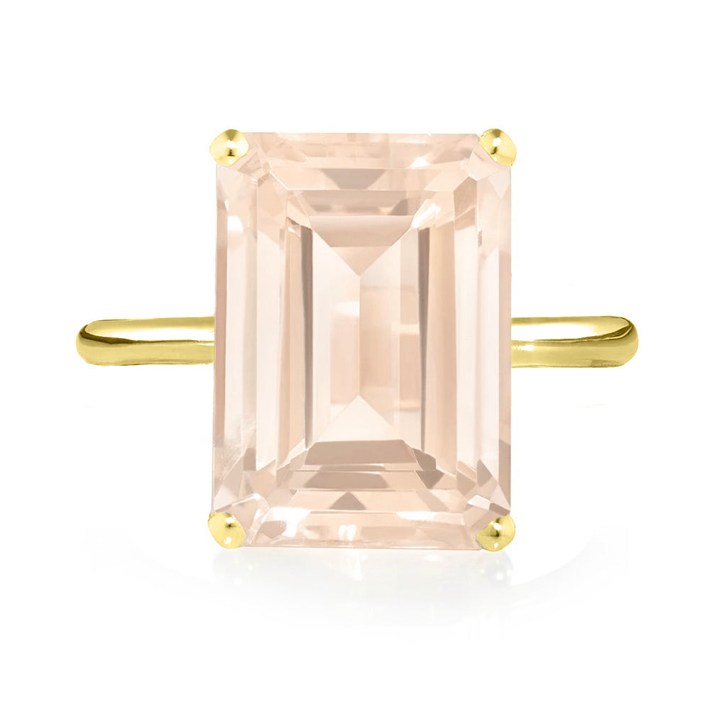 Yellow Gold Rose Quartz Ring with yellow gold band