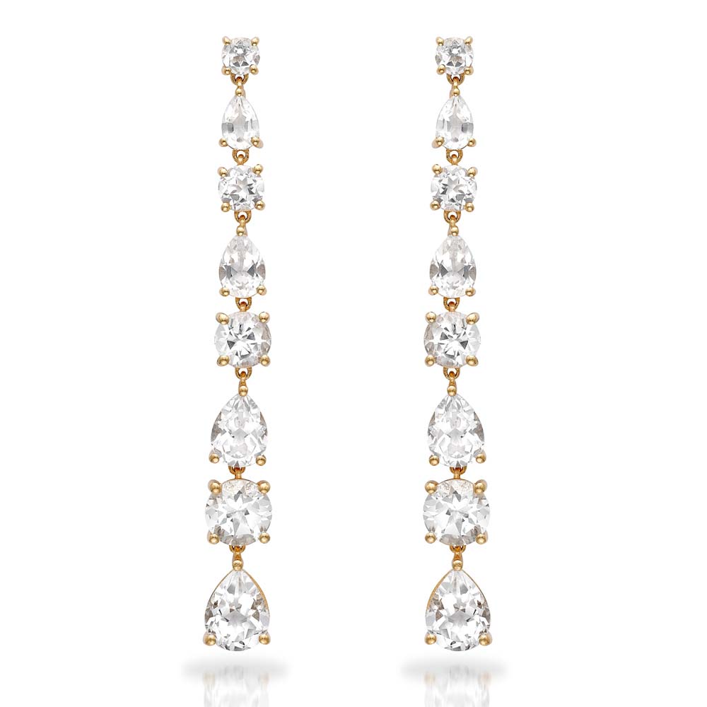 Long White Topaz Earrings in Yellow Gold Vermeil - Augustine Jewels