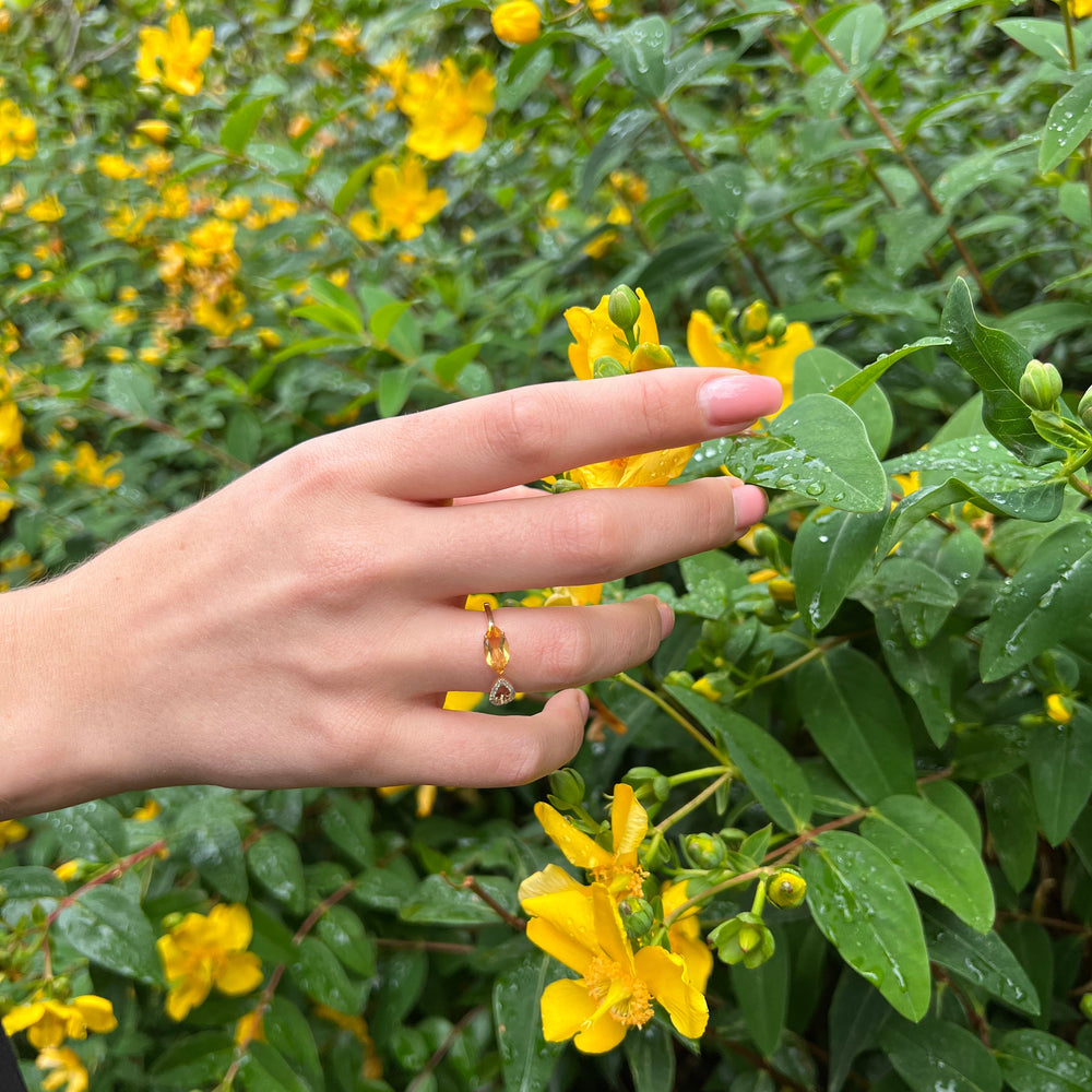 Model wearing Citrine & Diamond Ring