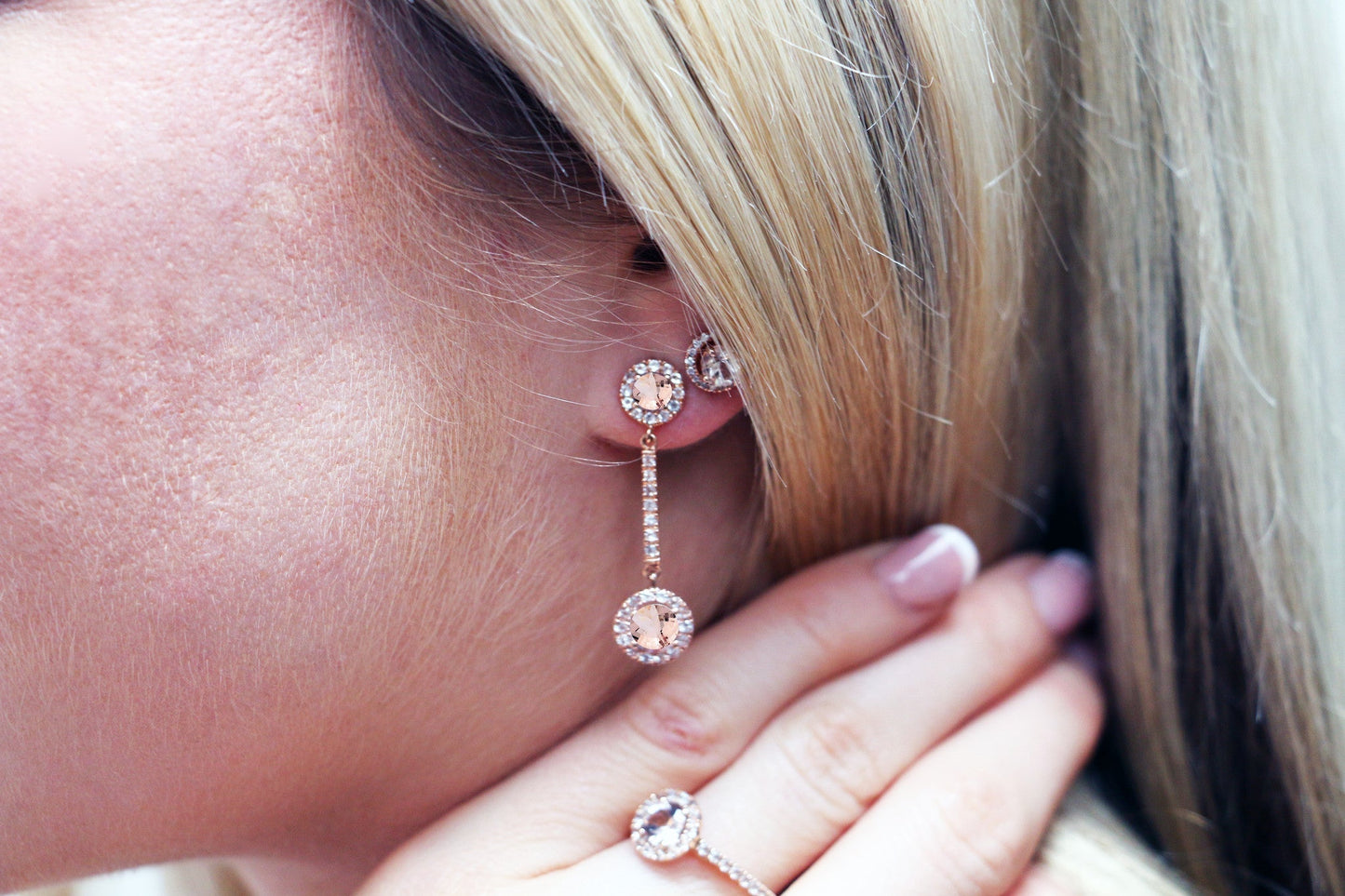 Rose Gold Morganite Drop Earrings - Augustine Jewels