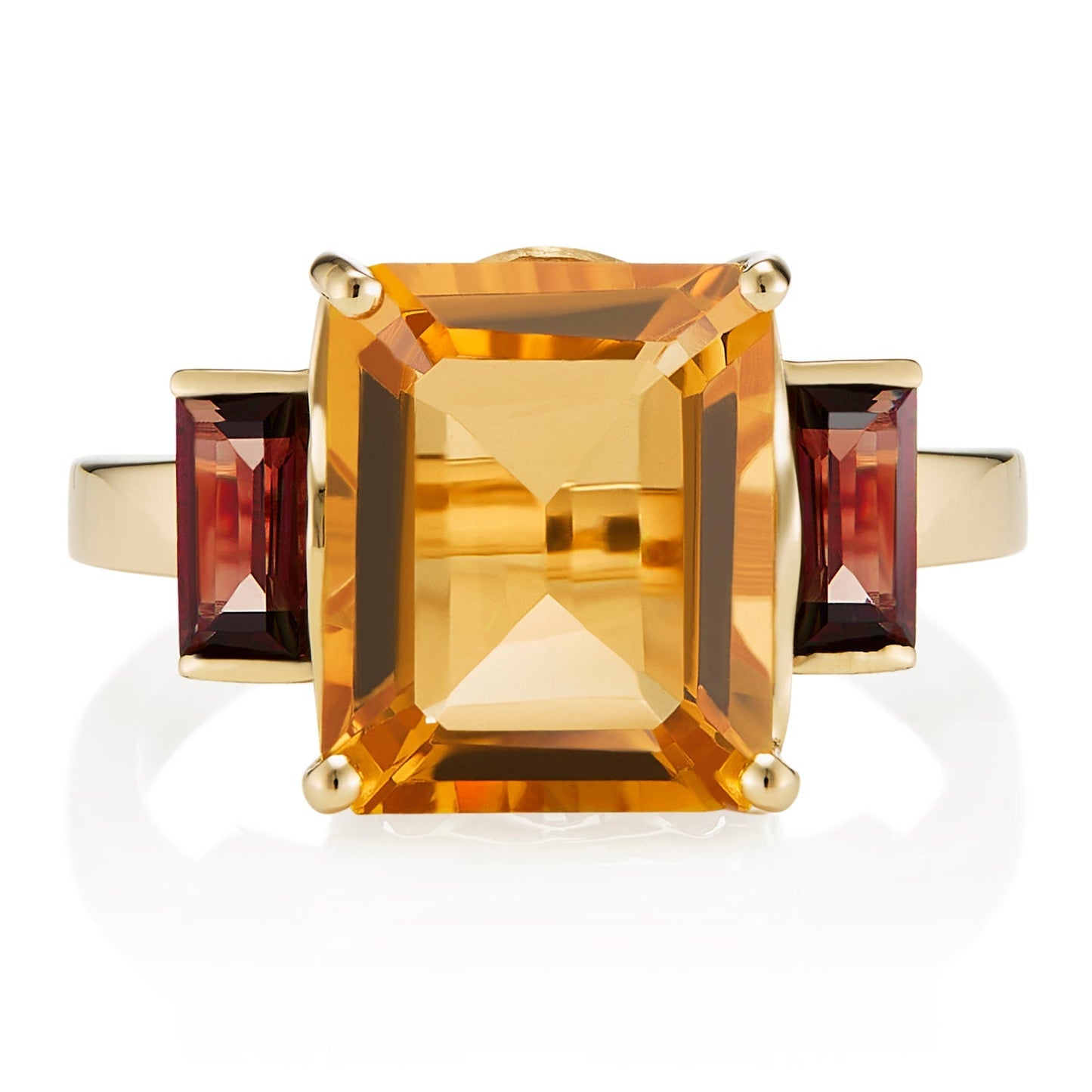 Octagon Gold Ring in Garnet & Citrine | Andalusian Collection |