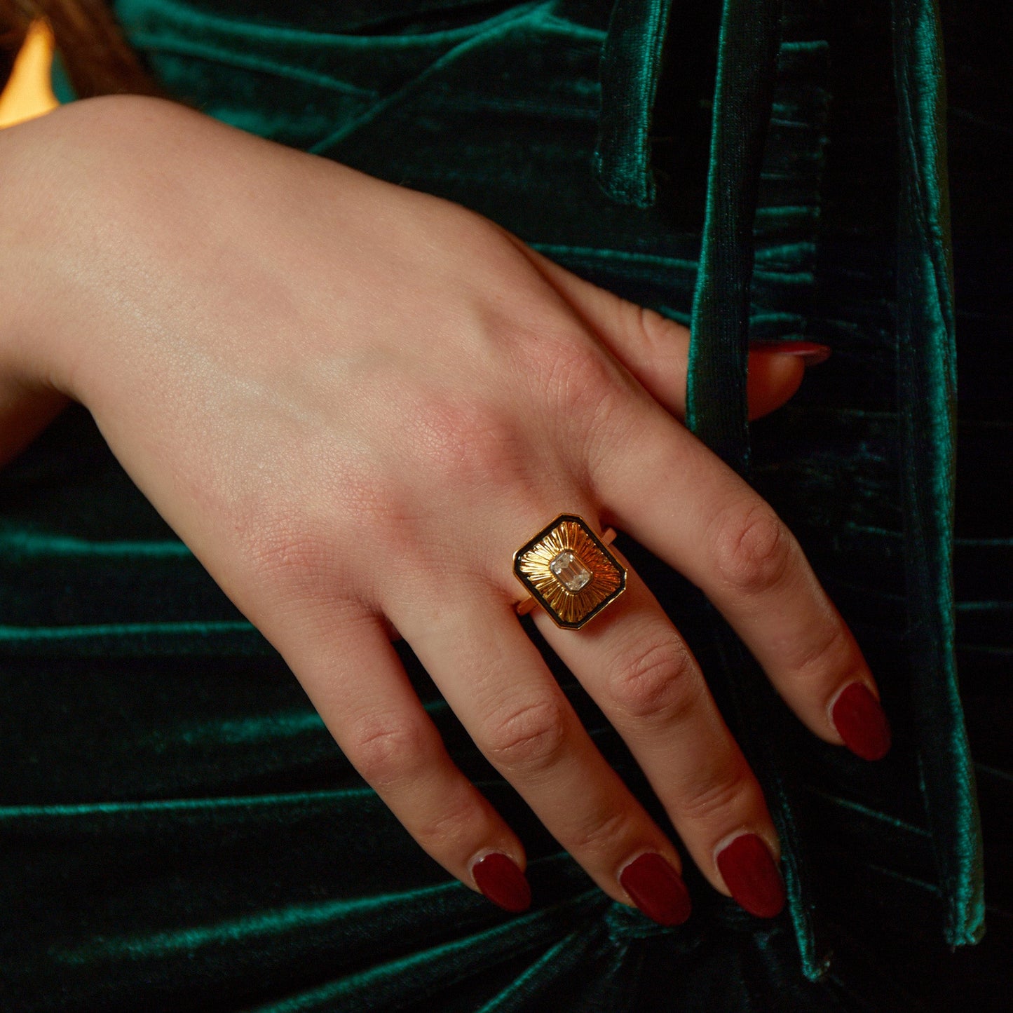 Art Deco Diamond Gold Cocktail Ring - Augustine Jewels
