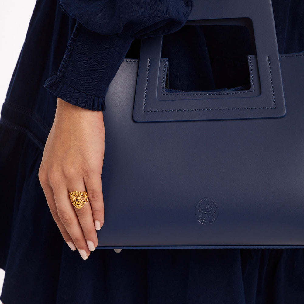 Side View of Navy Blue Bag