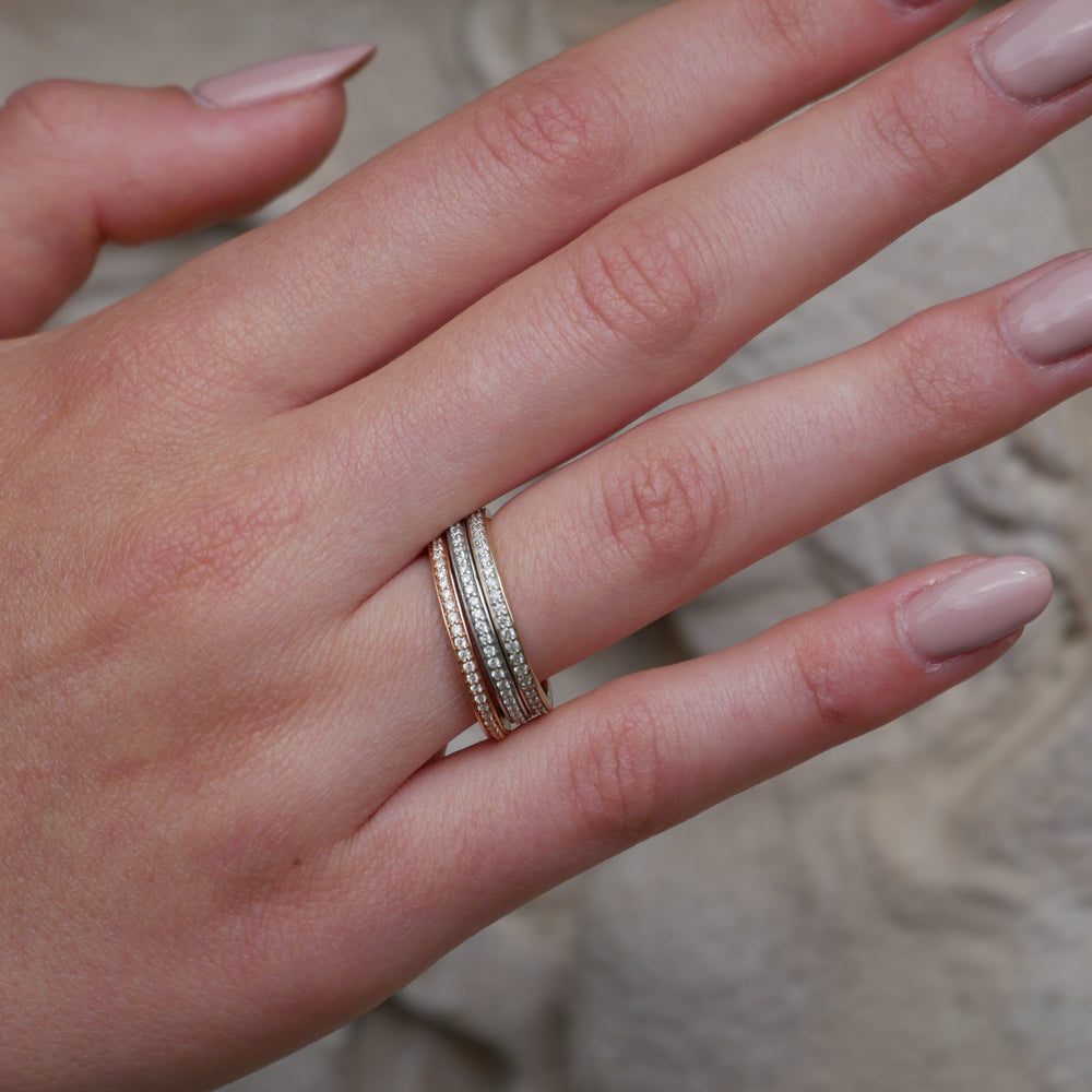 Model wearing 18ct Rose Gold Full Eternity Ring