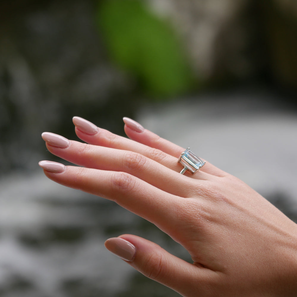 
                  
                    Model wearing Sterling Silver Sky Blue Topaz Ring
                  
                
