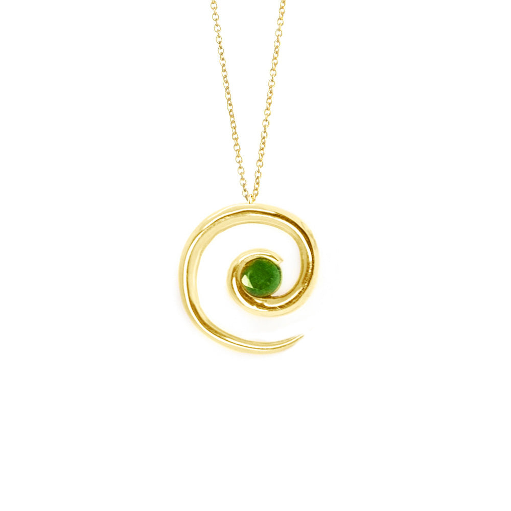 Yellow Gold Emerald Spiral Pendant Necklace | Augustine Jewels | The Portofino Collection