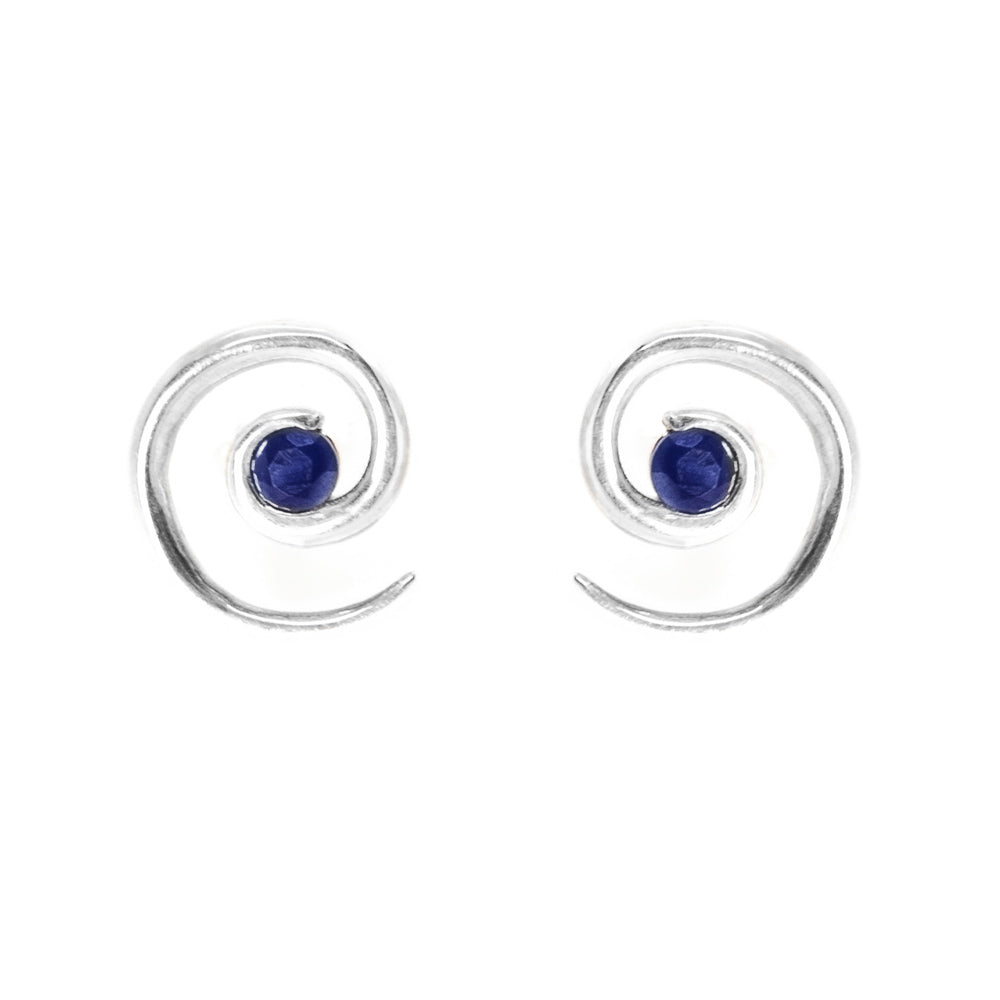 Sterling Silver Spiral Sapphire Earrings - Augustine Jewels