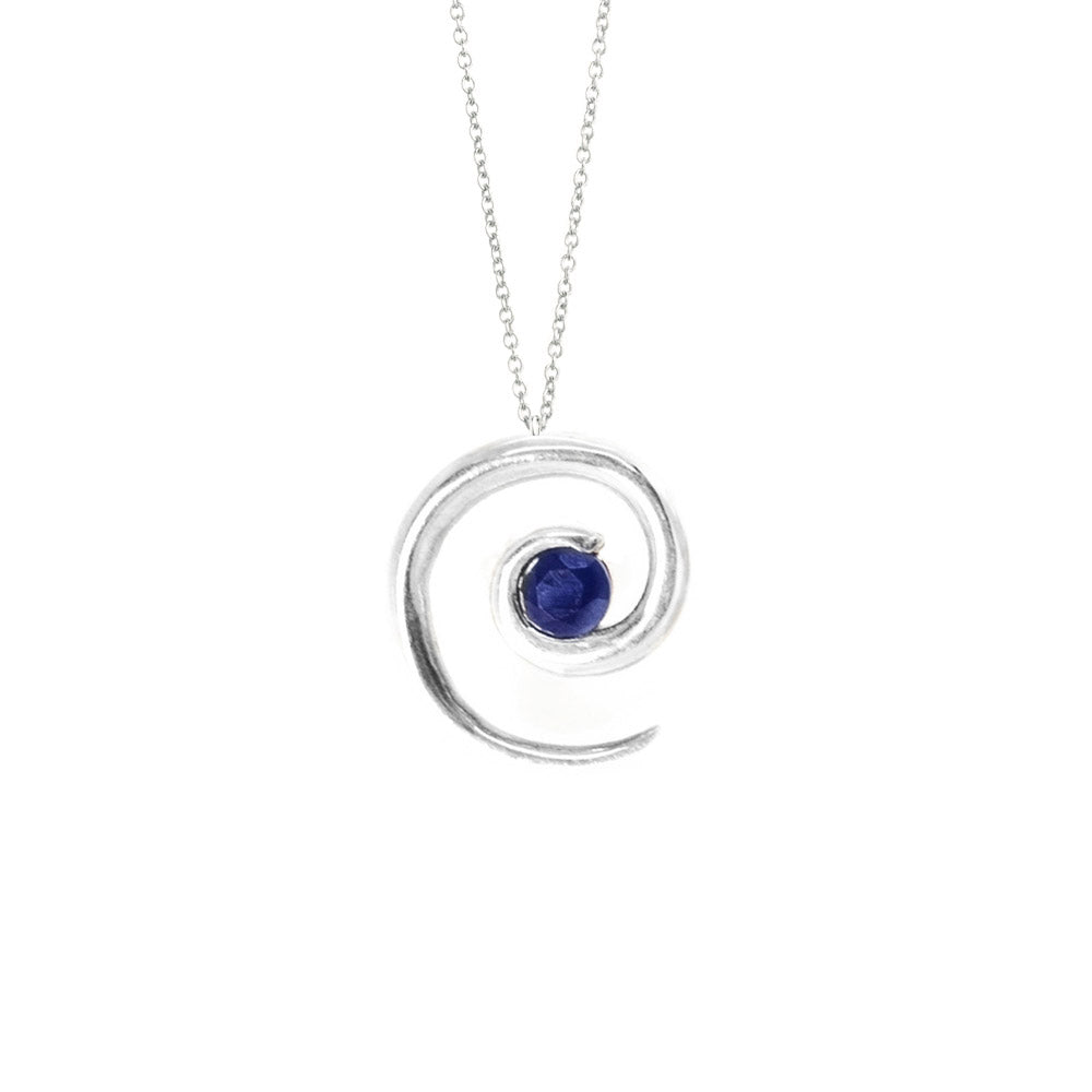 Sterling Silver Spiral Sapphire Necklace - Augustine Jewels
