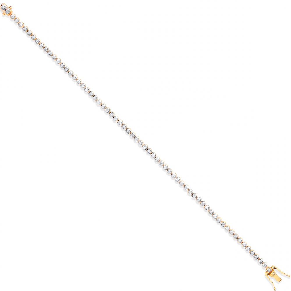 18ct Yellow Gold 1.00ct Diamond Tennis Bracelet with gold clasp