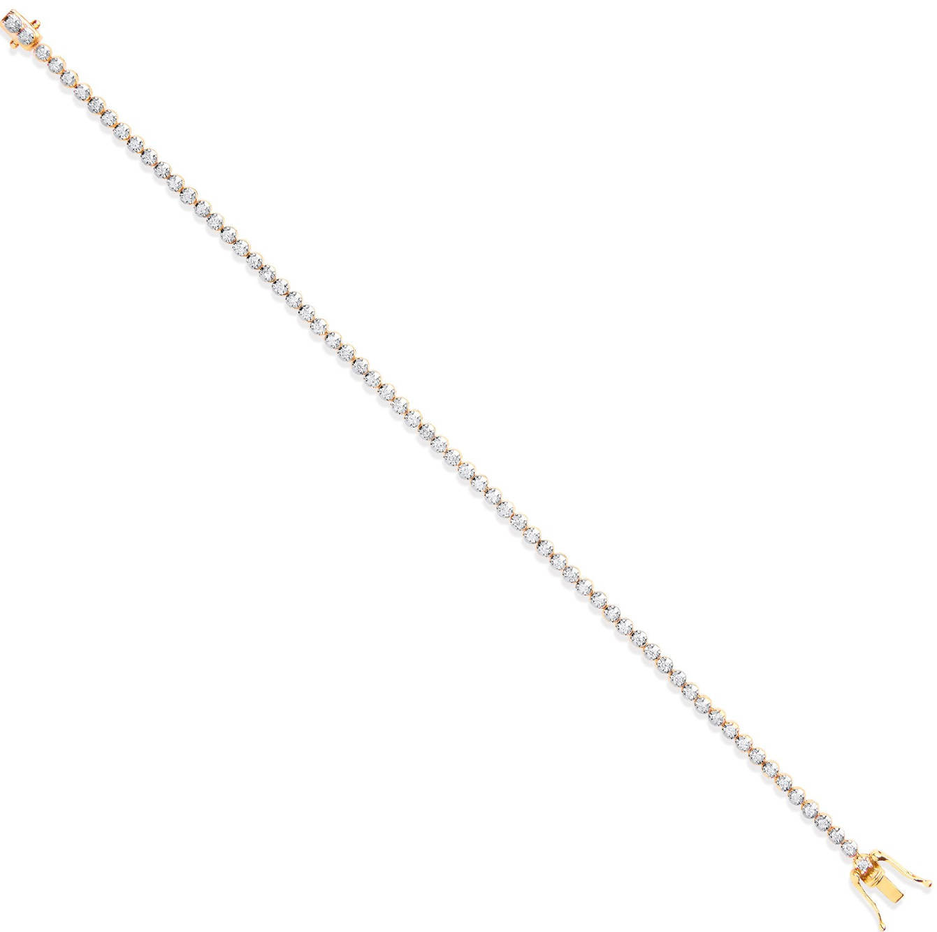 18ct Yellow Gold 1.00ct Diamond Tennis Bracelet with gold clasp