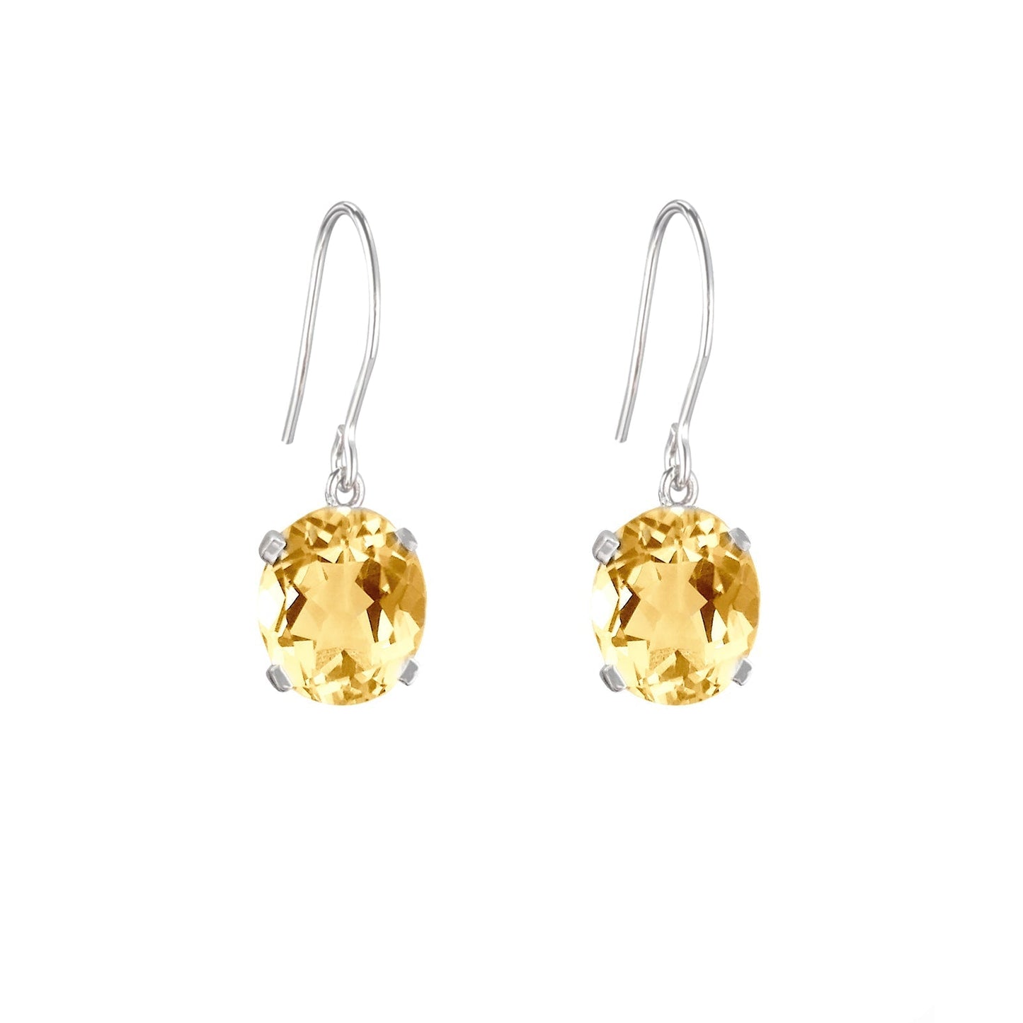 Sterling Silver Citrine Hook Earrings - Augustine Jewels