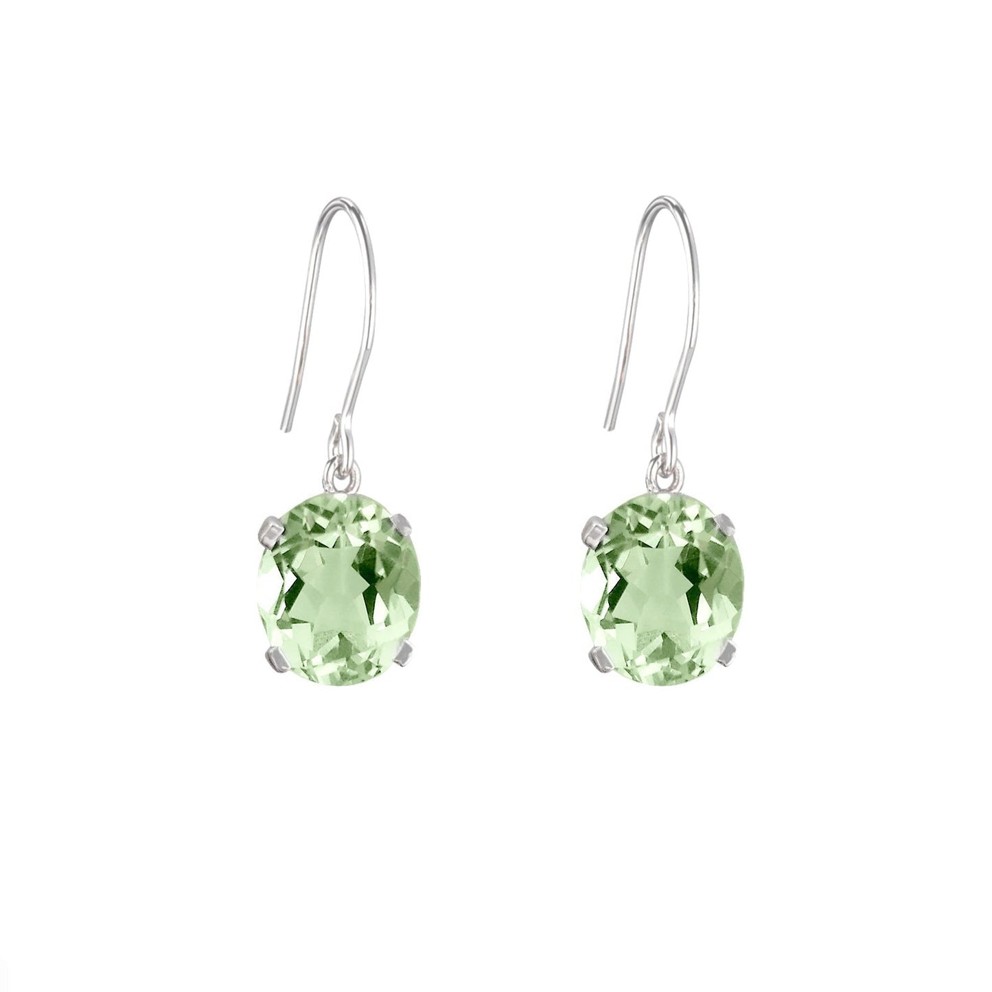 Sterling Silver Green Amethyst Hook Earrings - Augustine Jewels