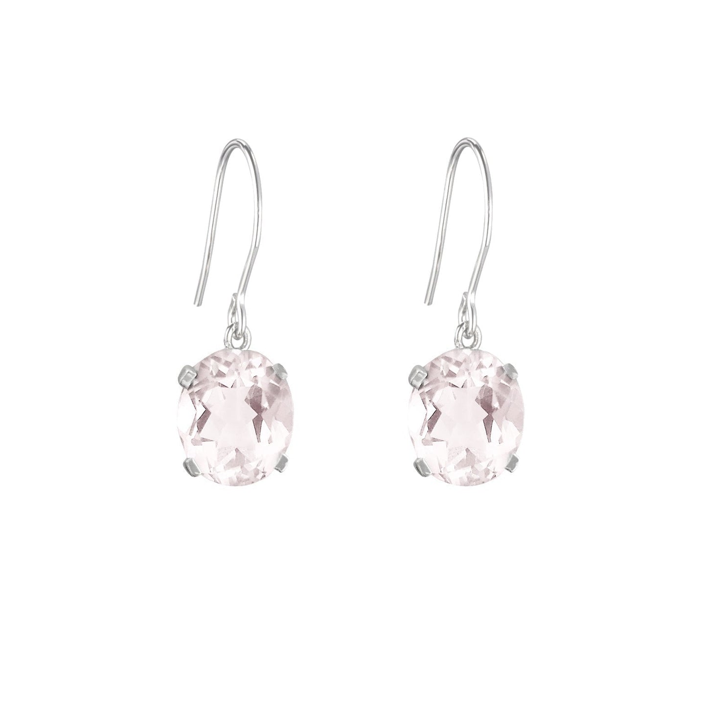 Sterling Silver Rose Quartz Hook Earrings - Augustine Jewels