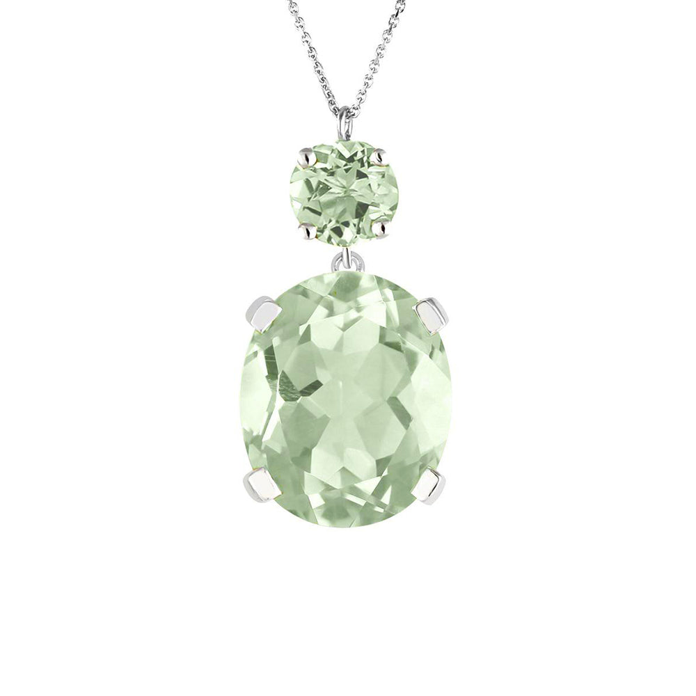 Sterling Silver or White Gold Green Amethyst Drop Necklace - Augustine Jewels