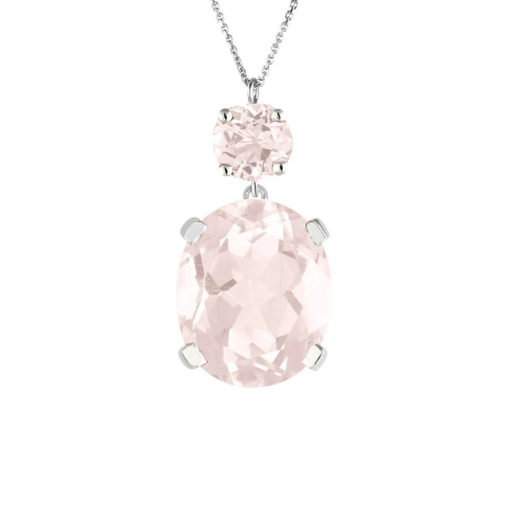 Sterling Silver or White Gold Rose Quartz Drop Necklace - Augustine Jewels